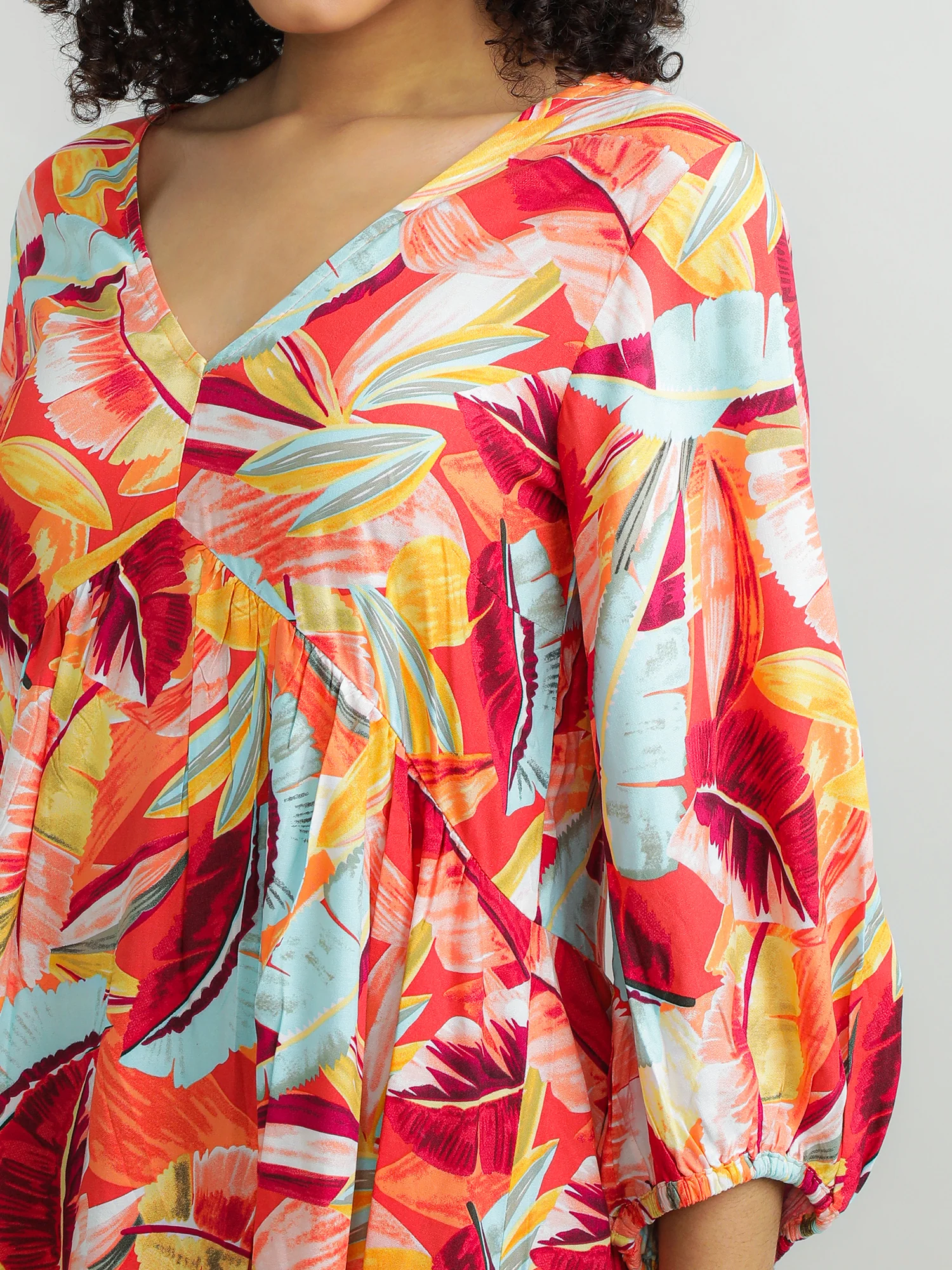 Women Viscose Orange Chic Dress - Image 5