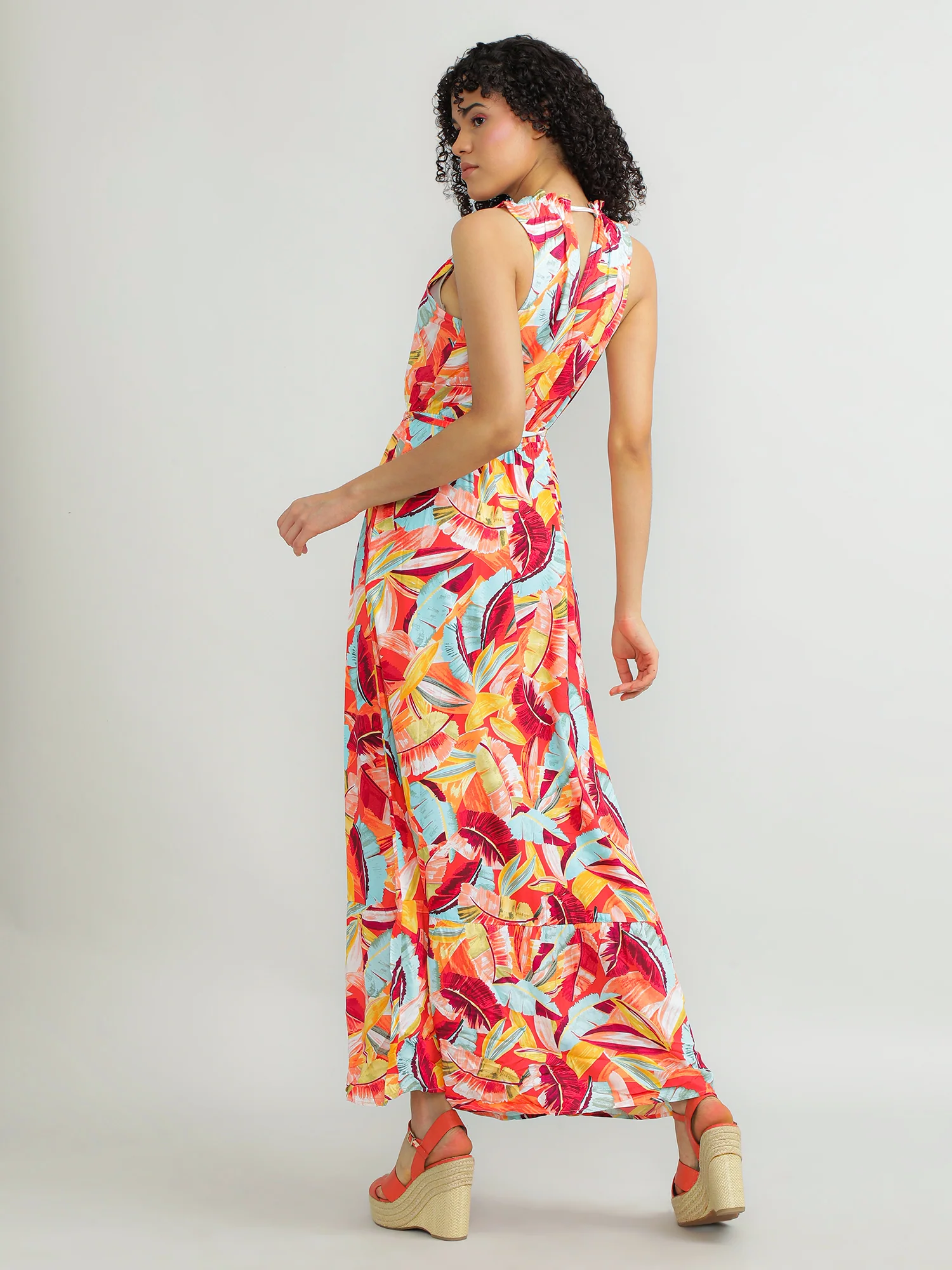 Women Viscose Orange Playful Dress - Image 2
