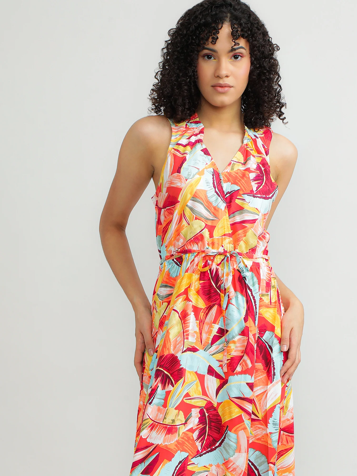 Women Viscose Orange Playful Dress - Image 3