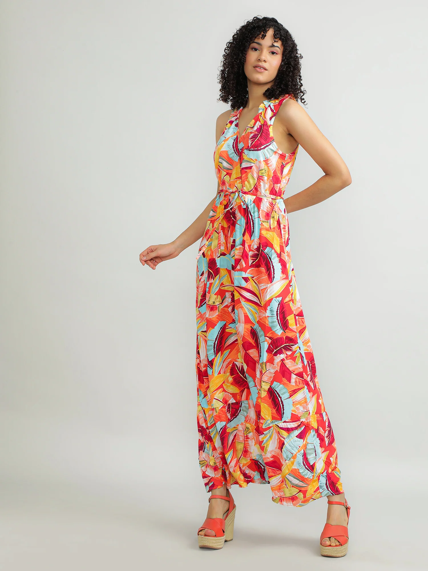 Women Viscose Orange Playful Dress - Image 4