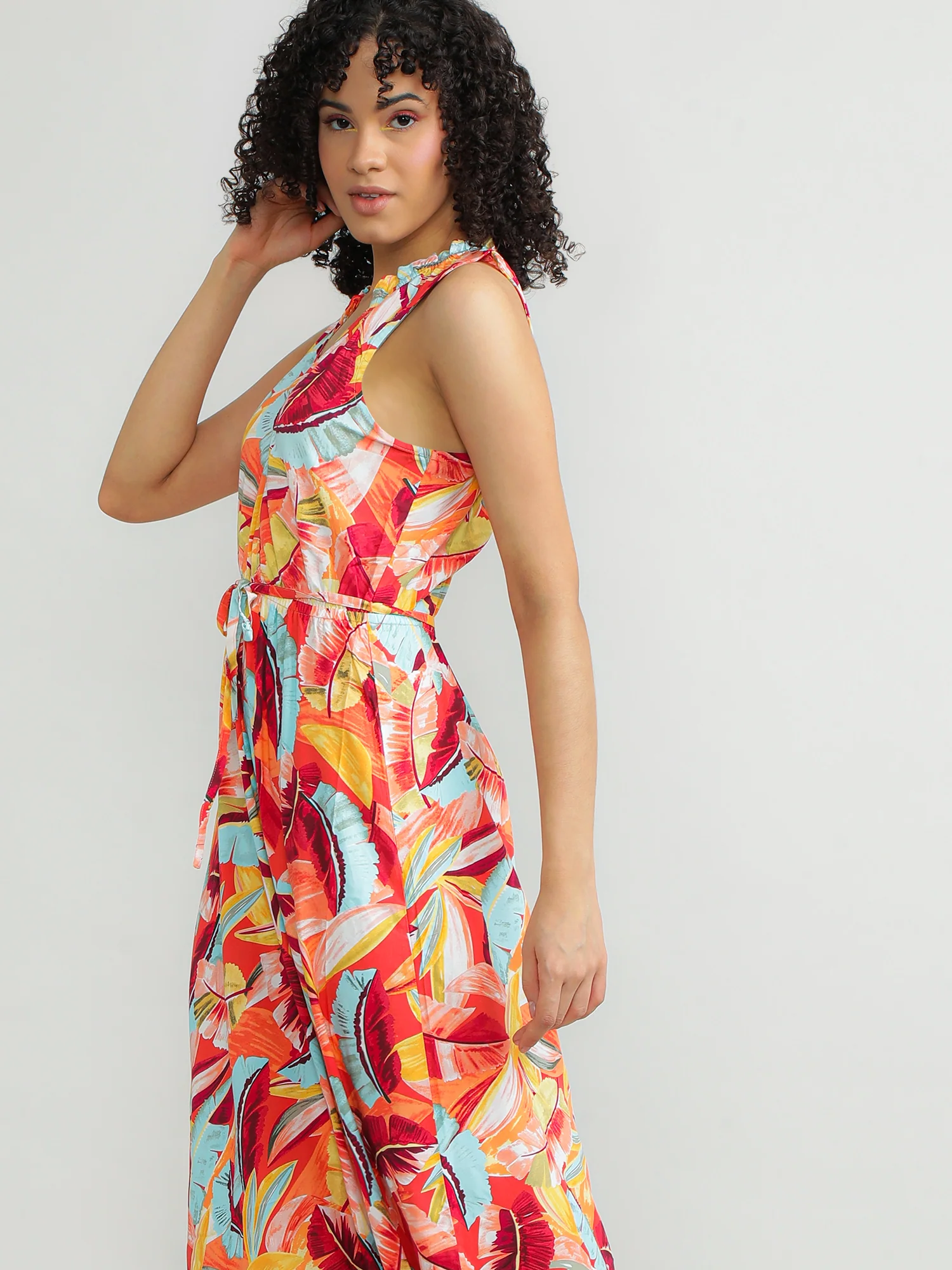 Women Viscose Orange Playful Dress - Image 6