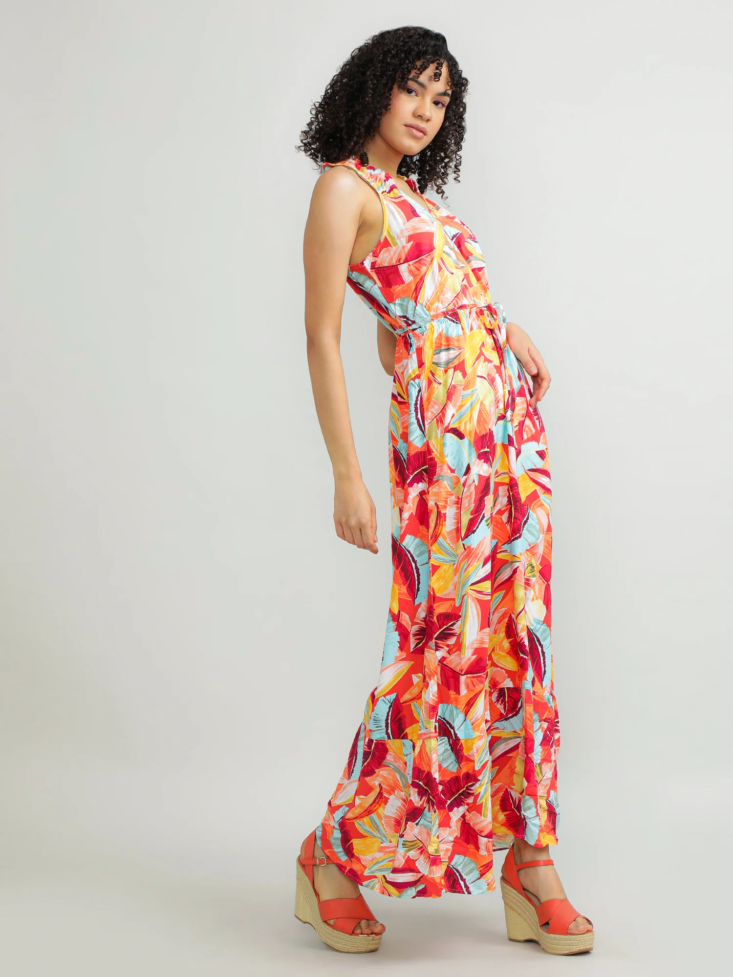 Women Viscose Orange Playful Dress - Image 7