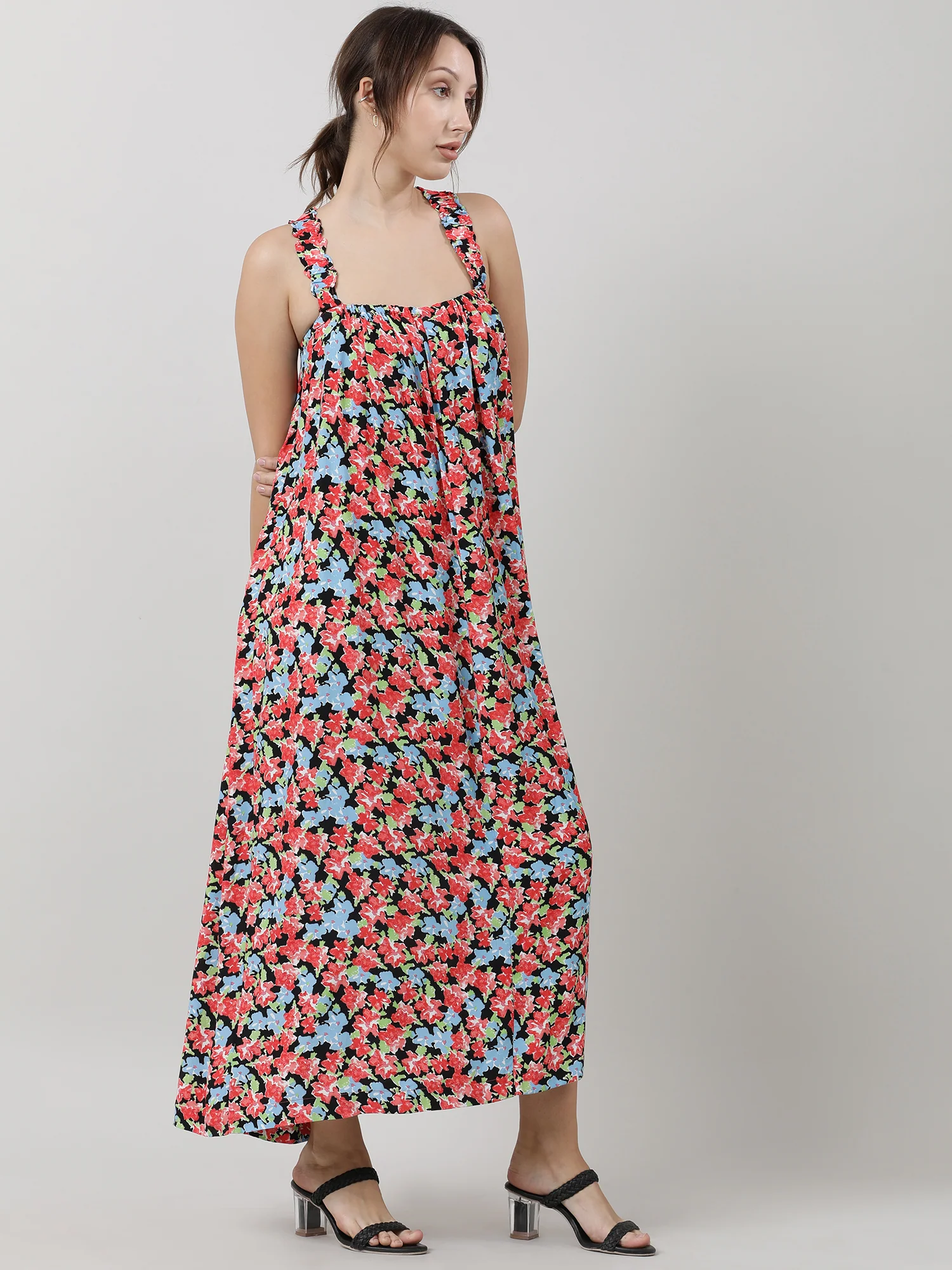 Women Viscose Orange Vibrant Dress - Image 4
