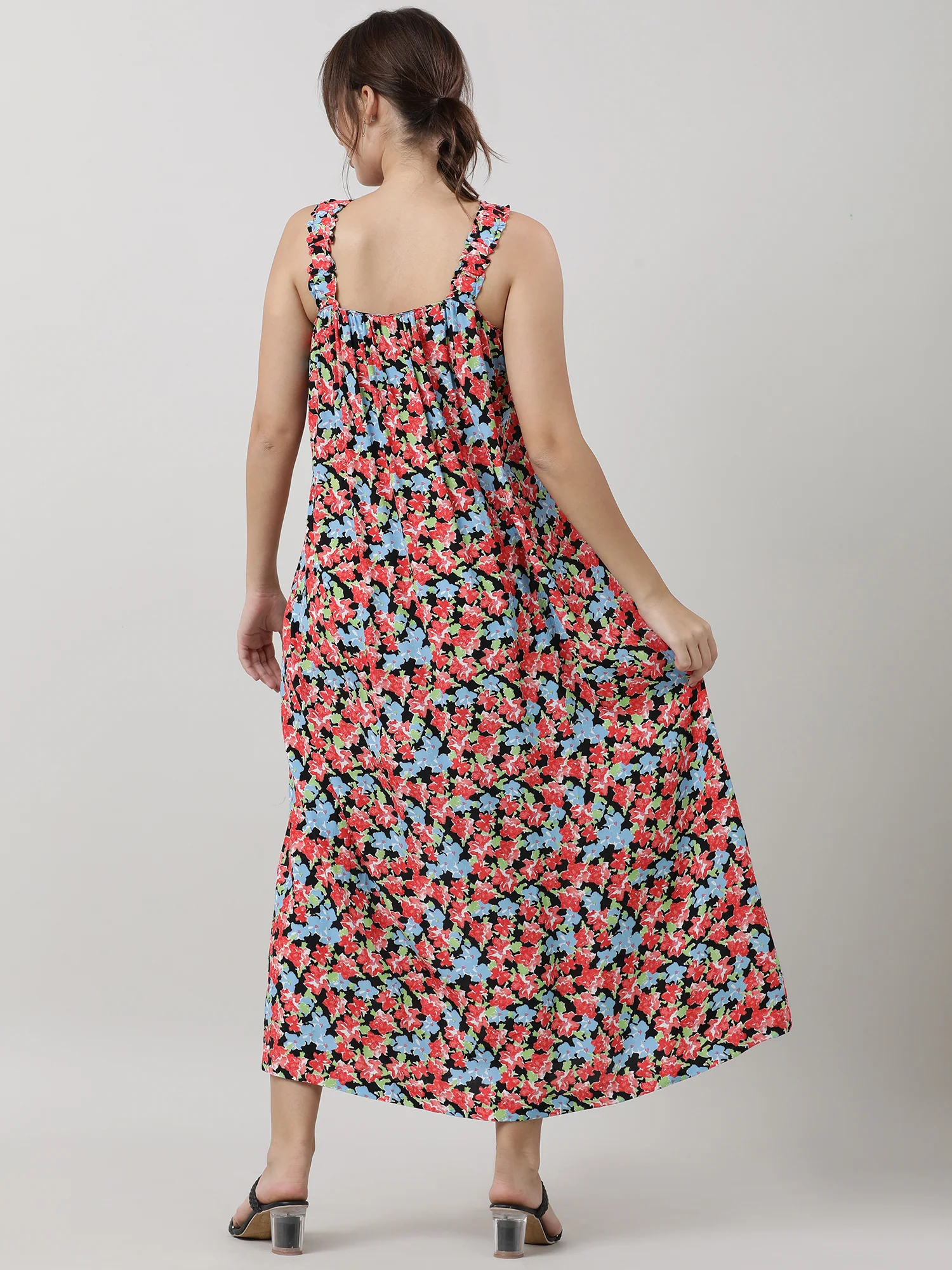 Women Viscose Orange Vibrant Dress - Image 5