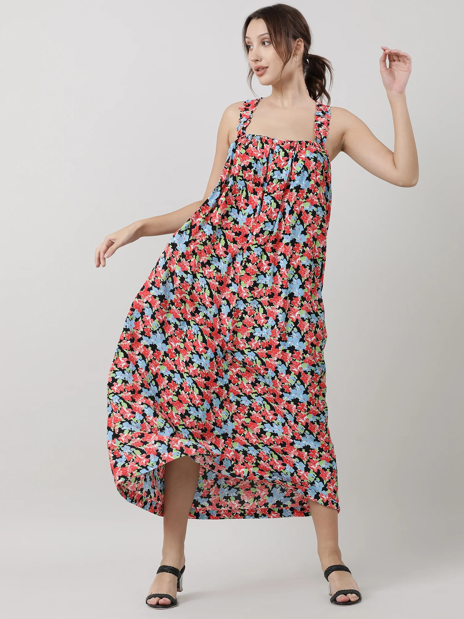 Women Viscose Orange Vibrant Dress - Image 7