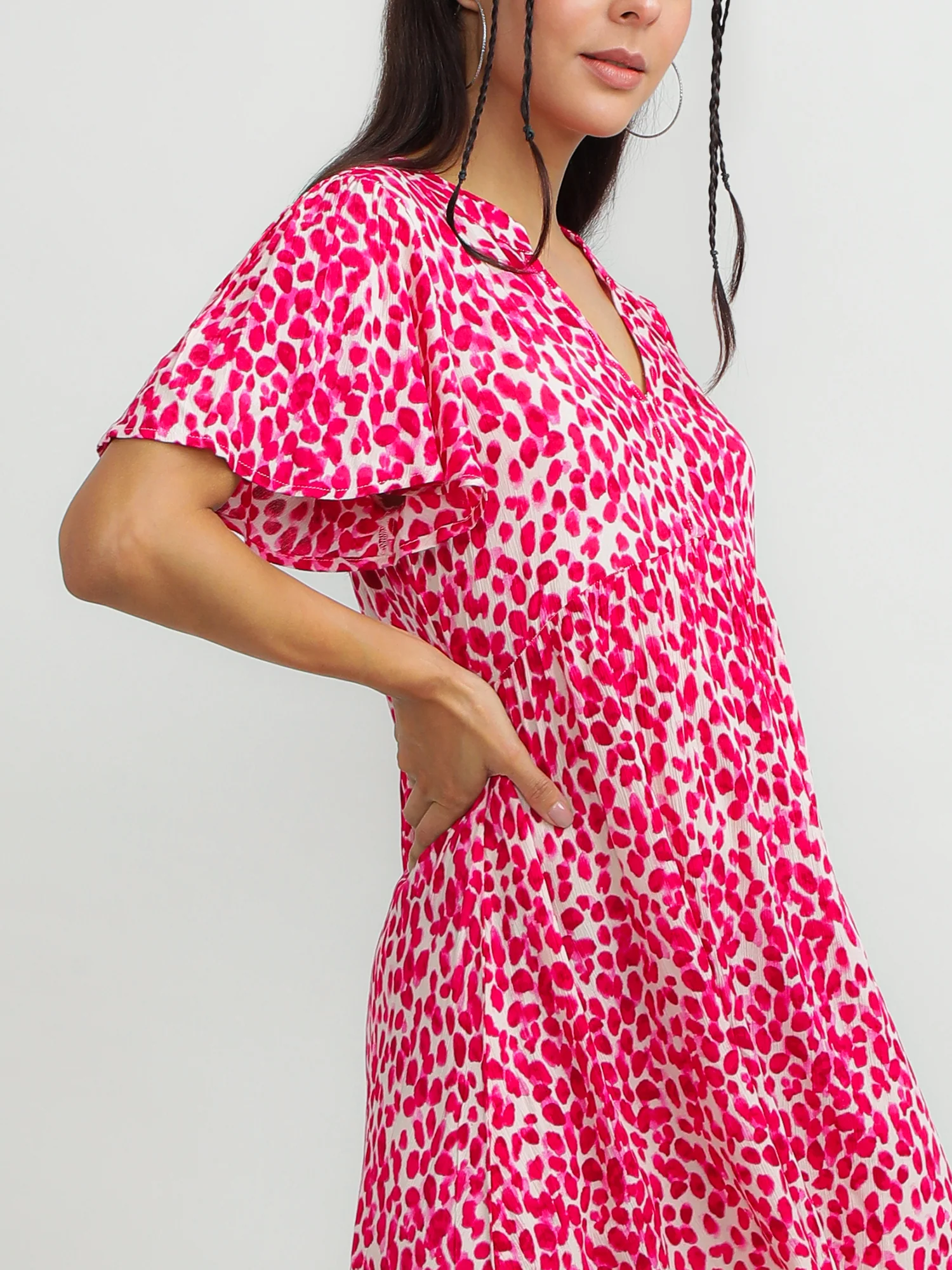 Women Viscose Pink Charming Dress - Image 3