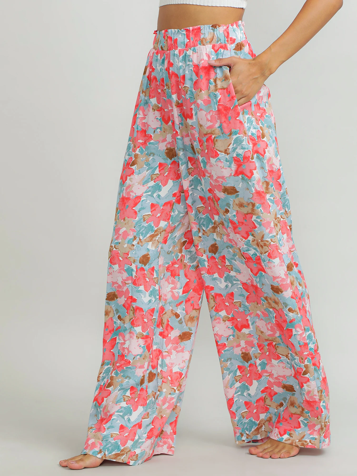 Women Viscose Pink Comfy Pants - Image 3