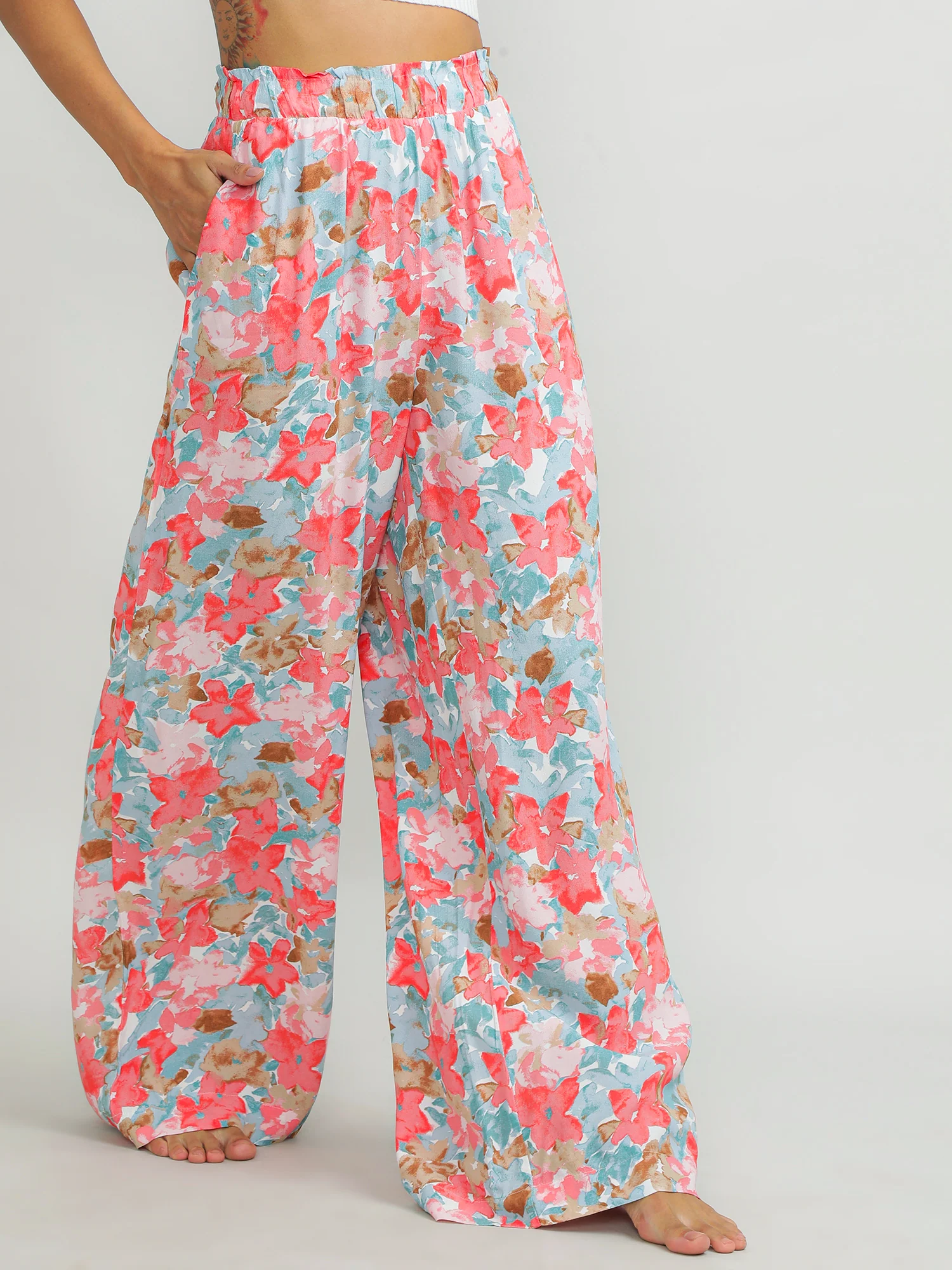 Women Viscose Pink Comfy Pants - Image 4