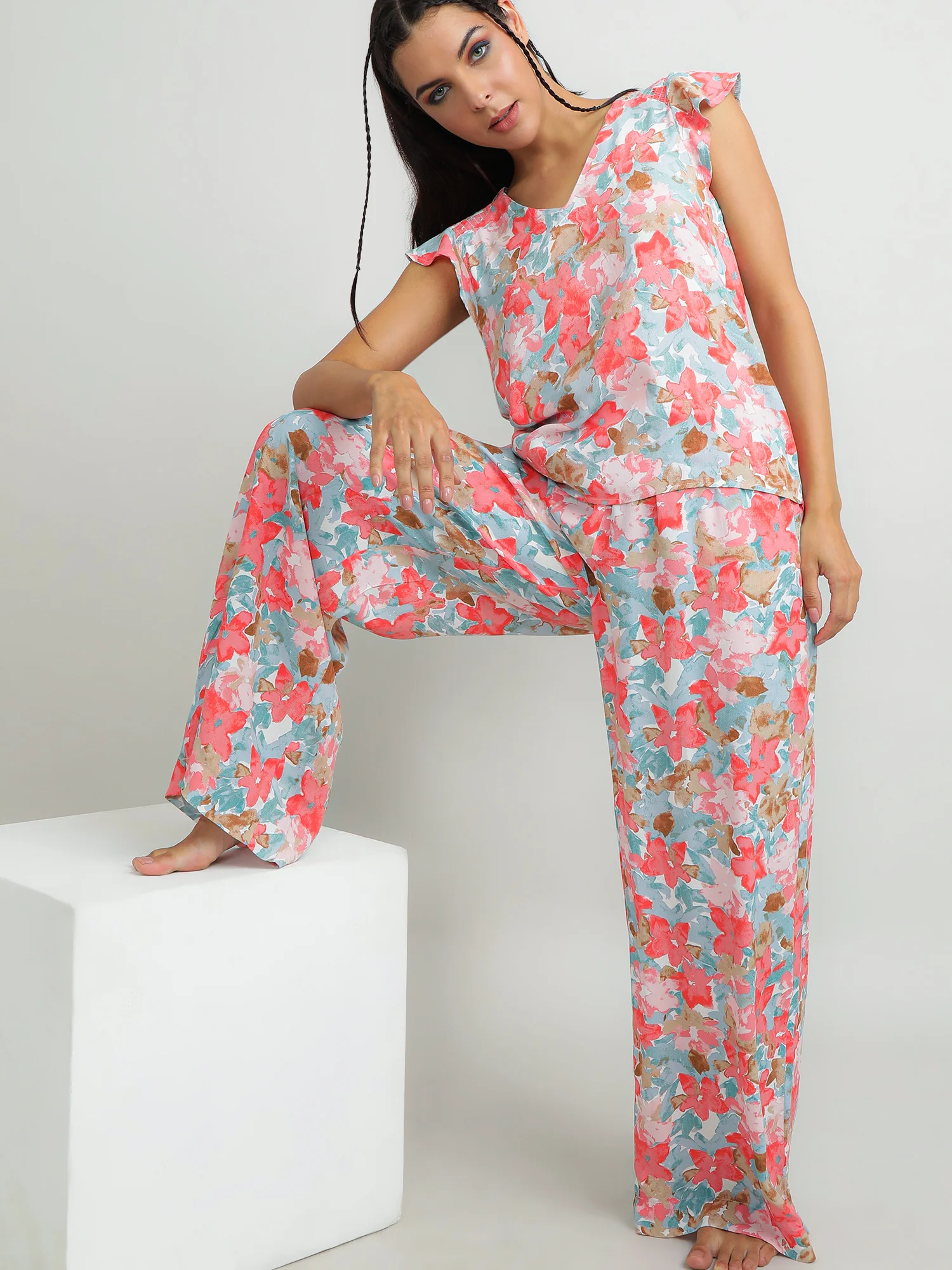 Women Viscose Pink Comfy Pants - Image 7