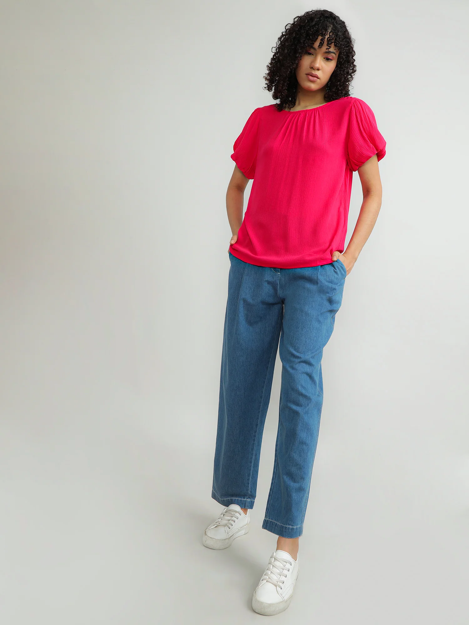 Women Viscose Pink Elegant Top - Image 2