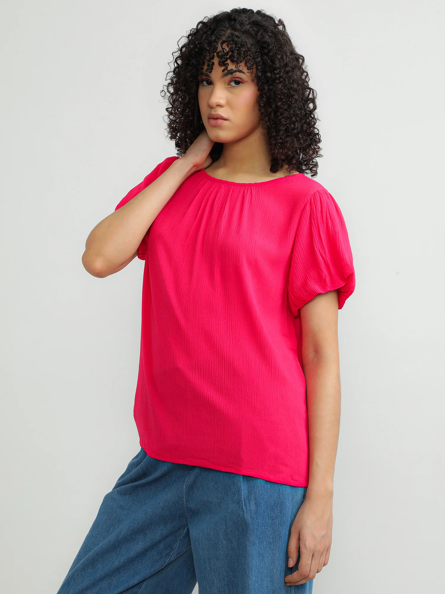 Women Viscose Pink Elegant Top - Image 3