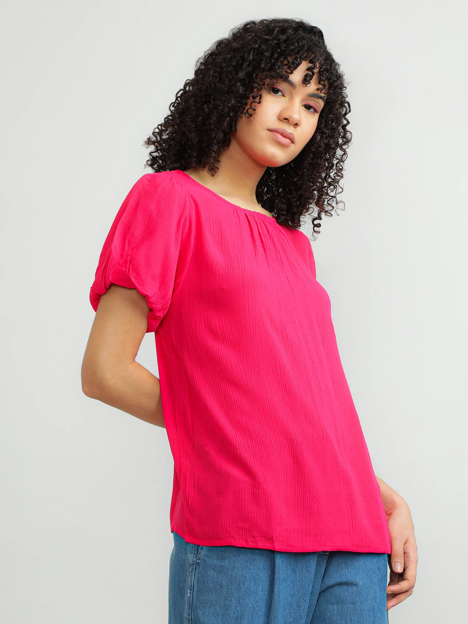 Women Viscose Pink Elegant Top - Image 4