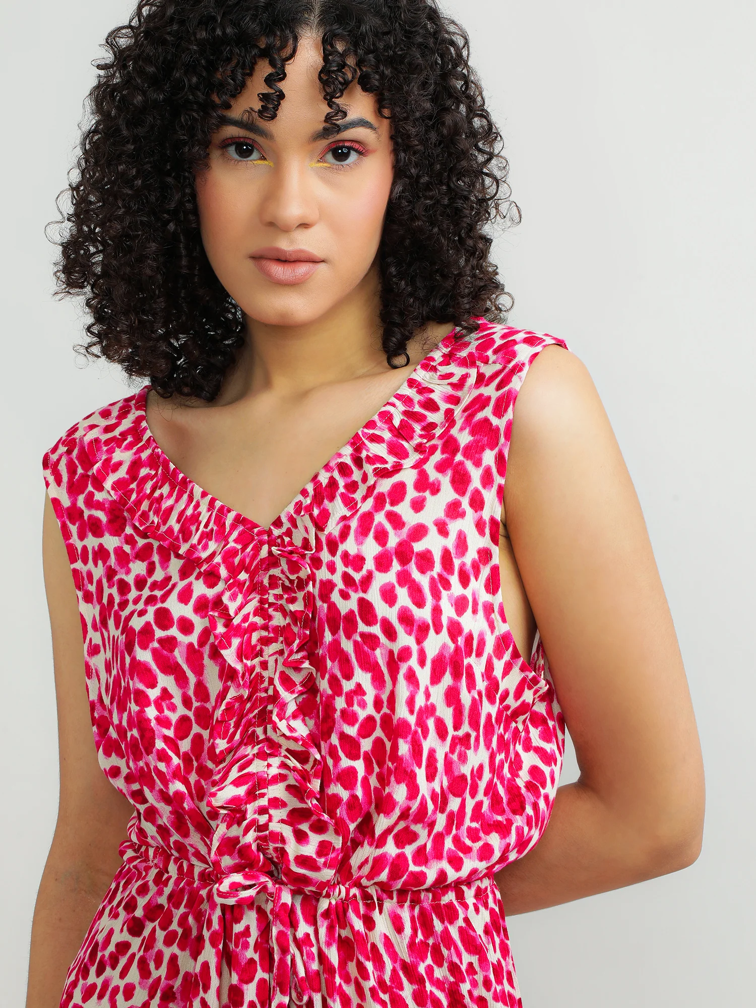 Women Viscose Pink Floral Dress - Image 5