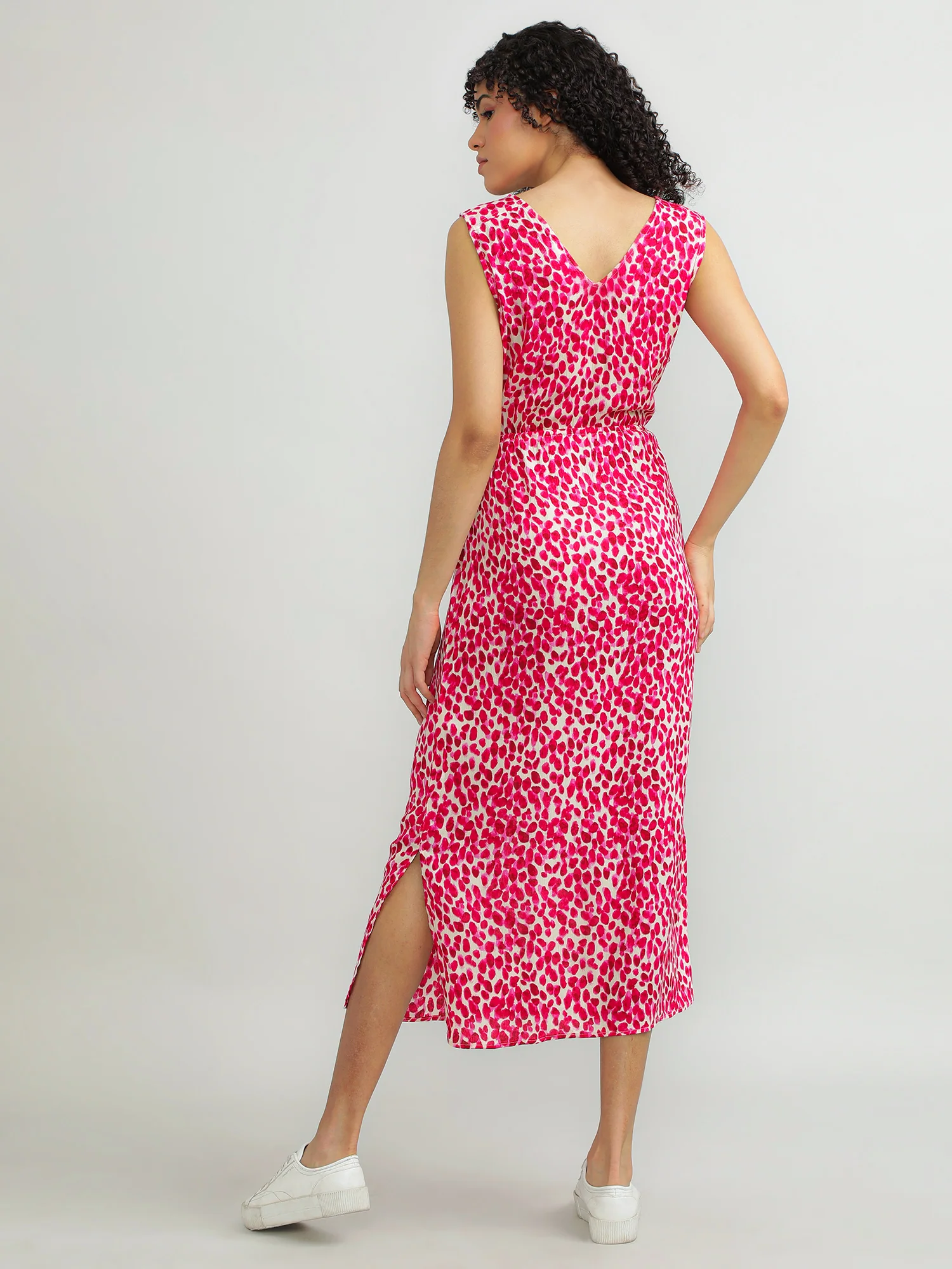 Women Viscose Pink Floral Dress - Image 6