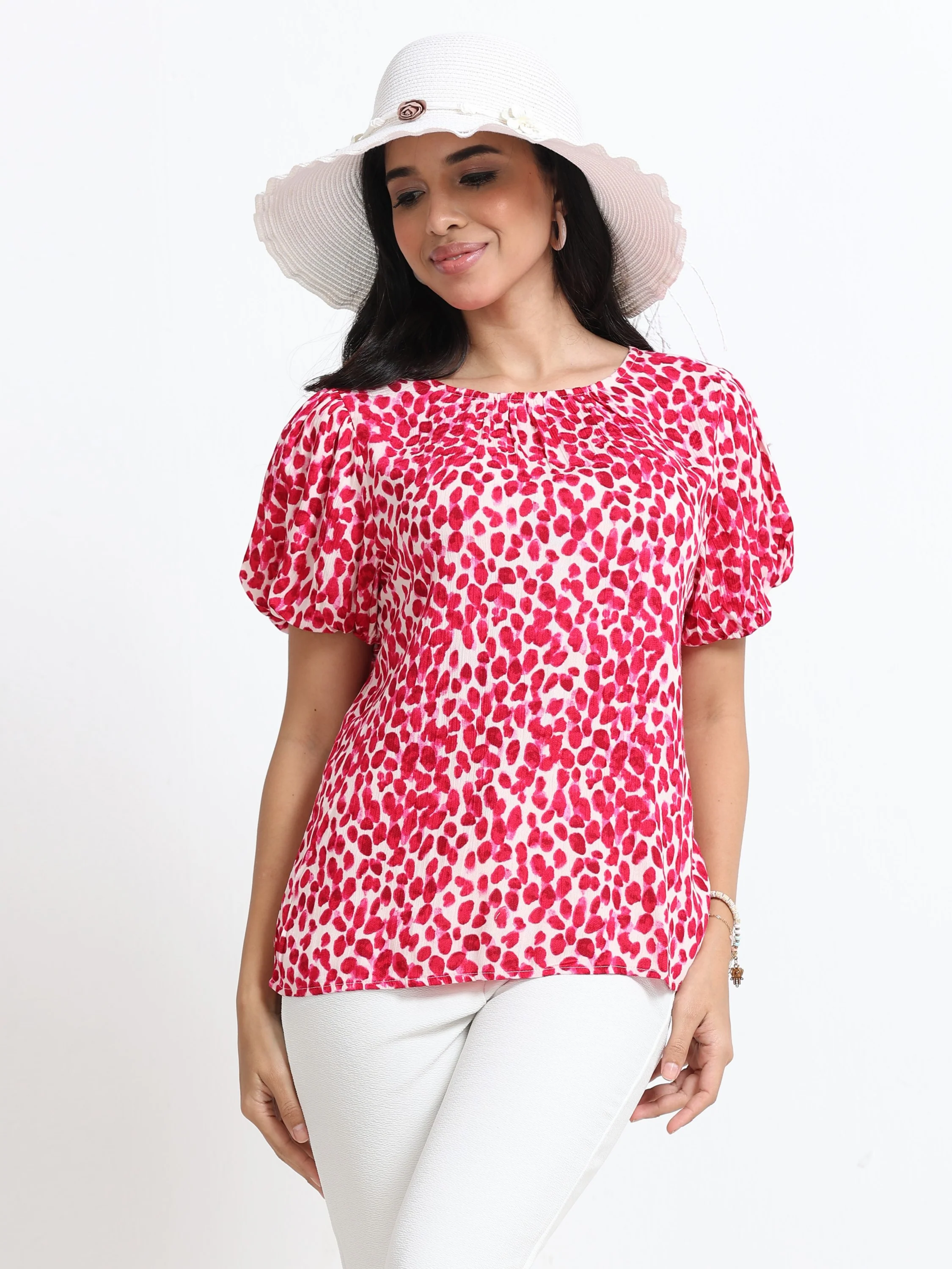 Women Viscose Pink Playful Top - Image 2
