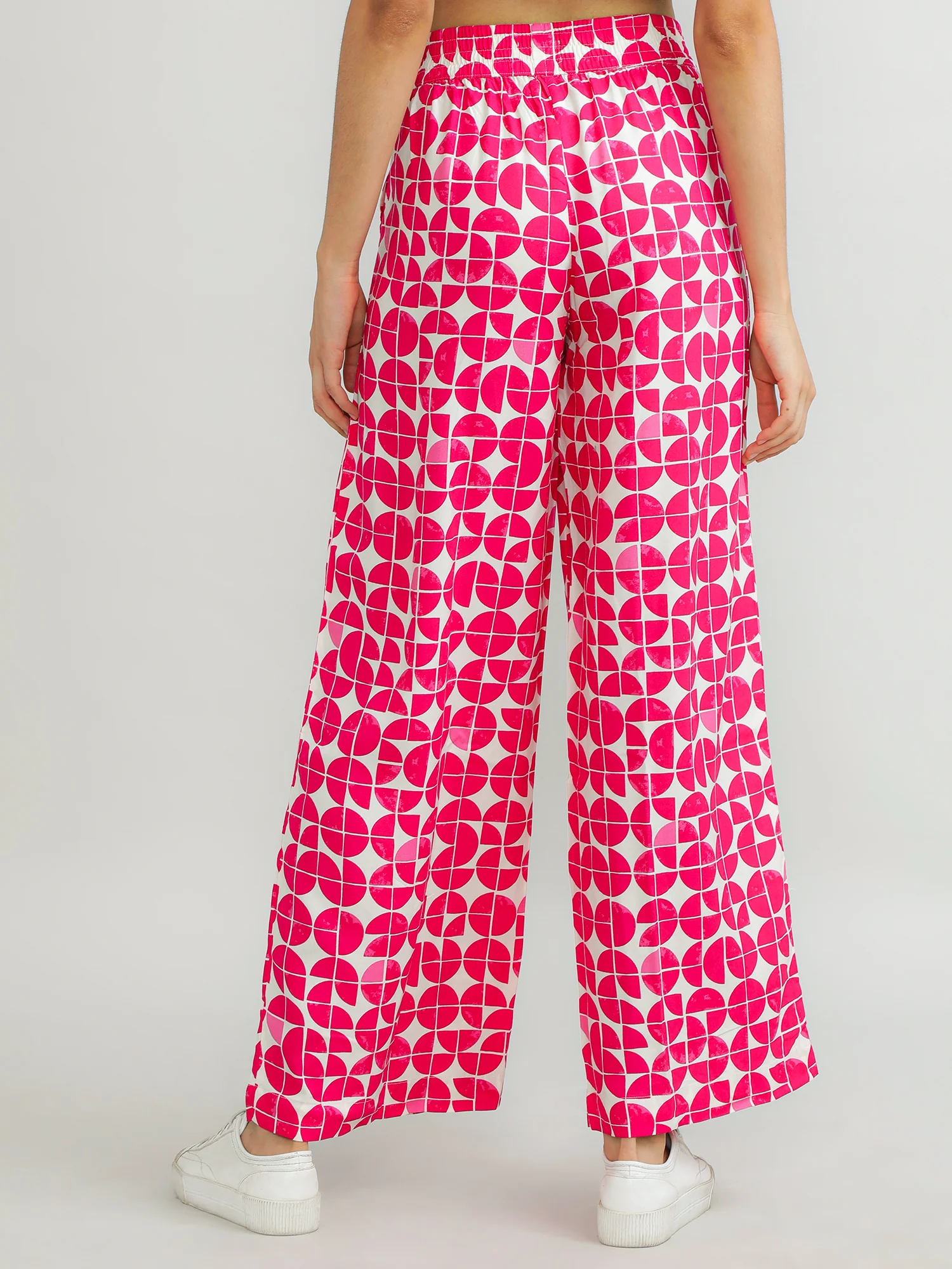 Women Viscose Pink Printed Pants - Image 3