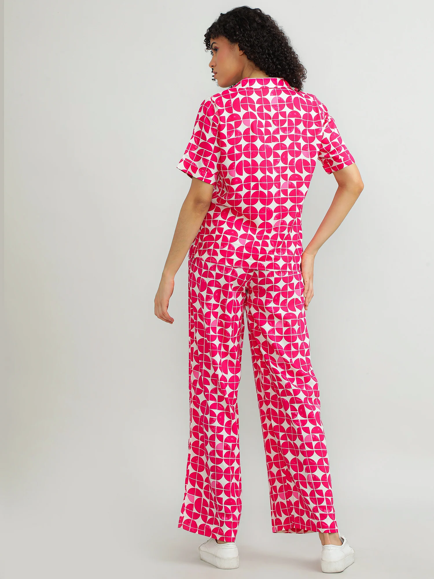 Women Viscose Pink Printed Pants - Image 7