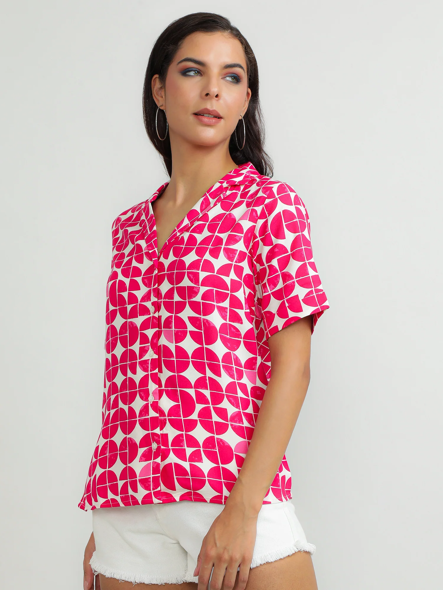 Women Viscose Pink Printed Shirt - Image 2
