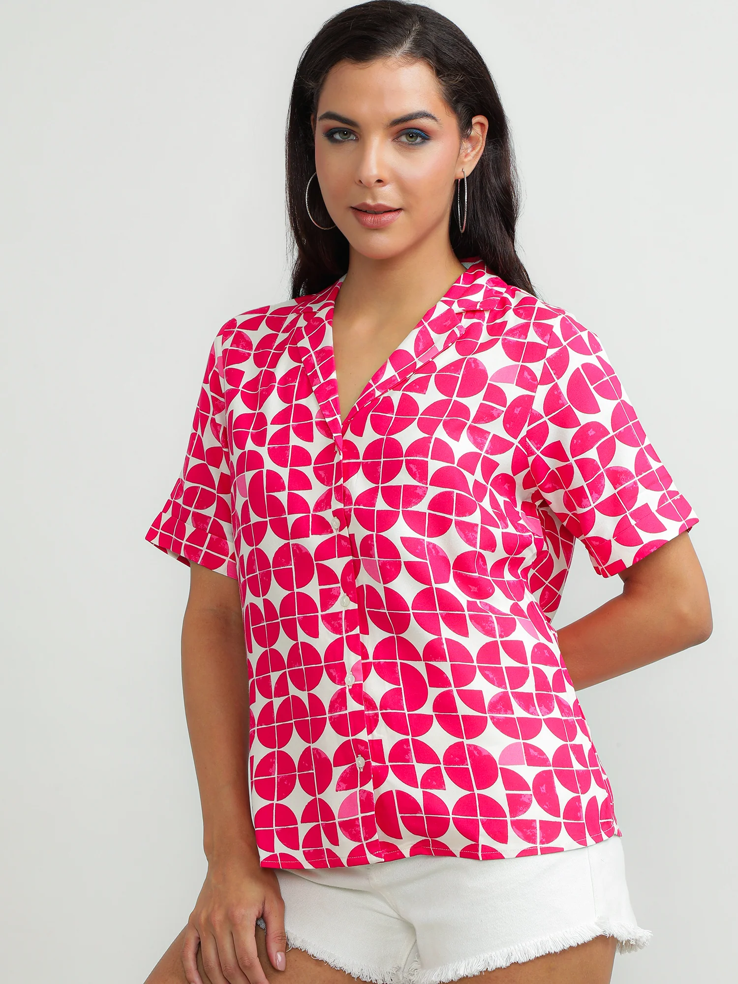 Women Viscose Pink Printed Shirt - Image 4