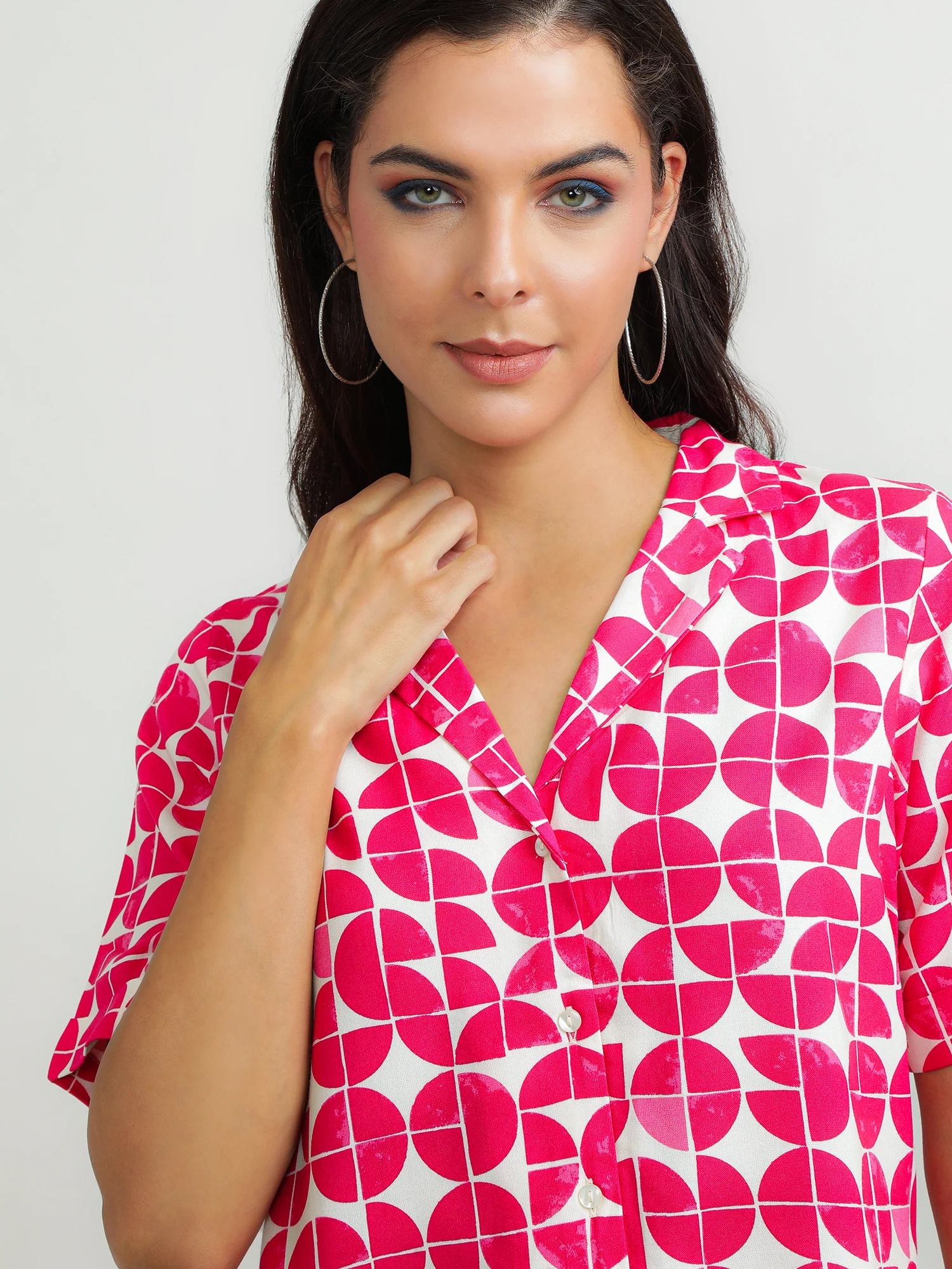 Women Viscose Pink Printed Shirt - Image 5