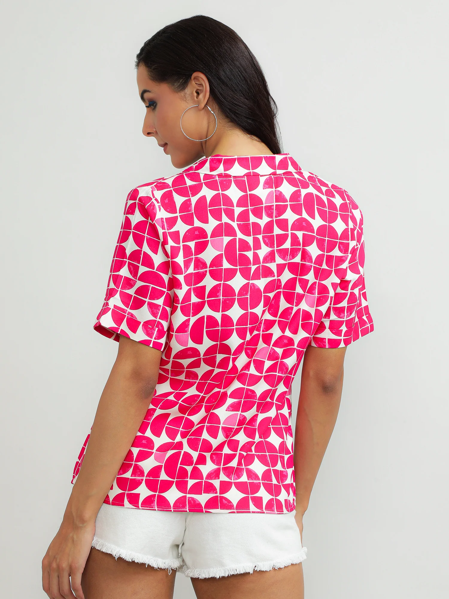 Women Viscose Pink Printed Shirt - Image 6
