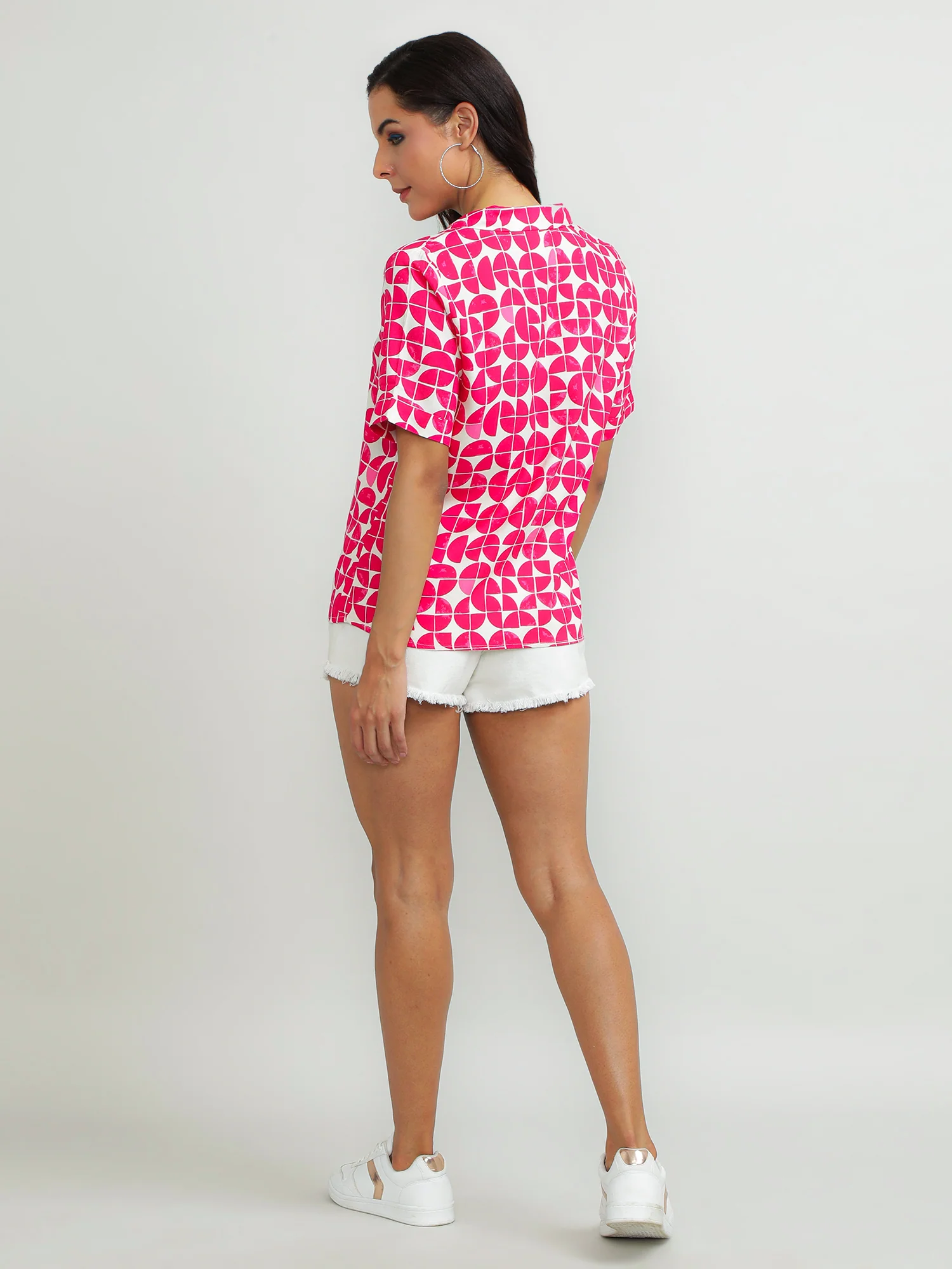 Women Viscose Pink Printed Shirt - Image 7