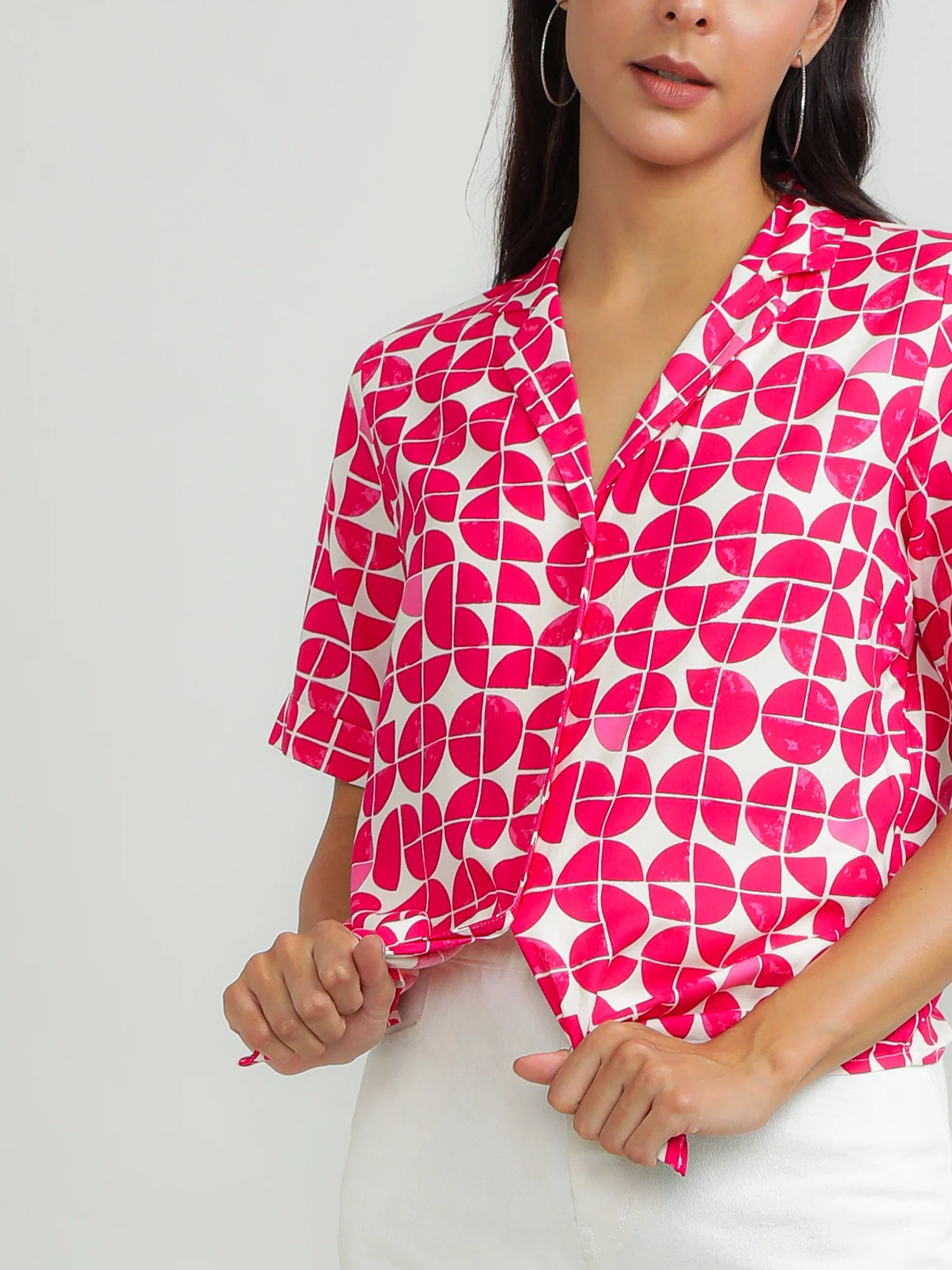 Women Viscose Pink Printed Shirt - Image 8