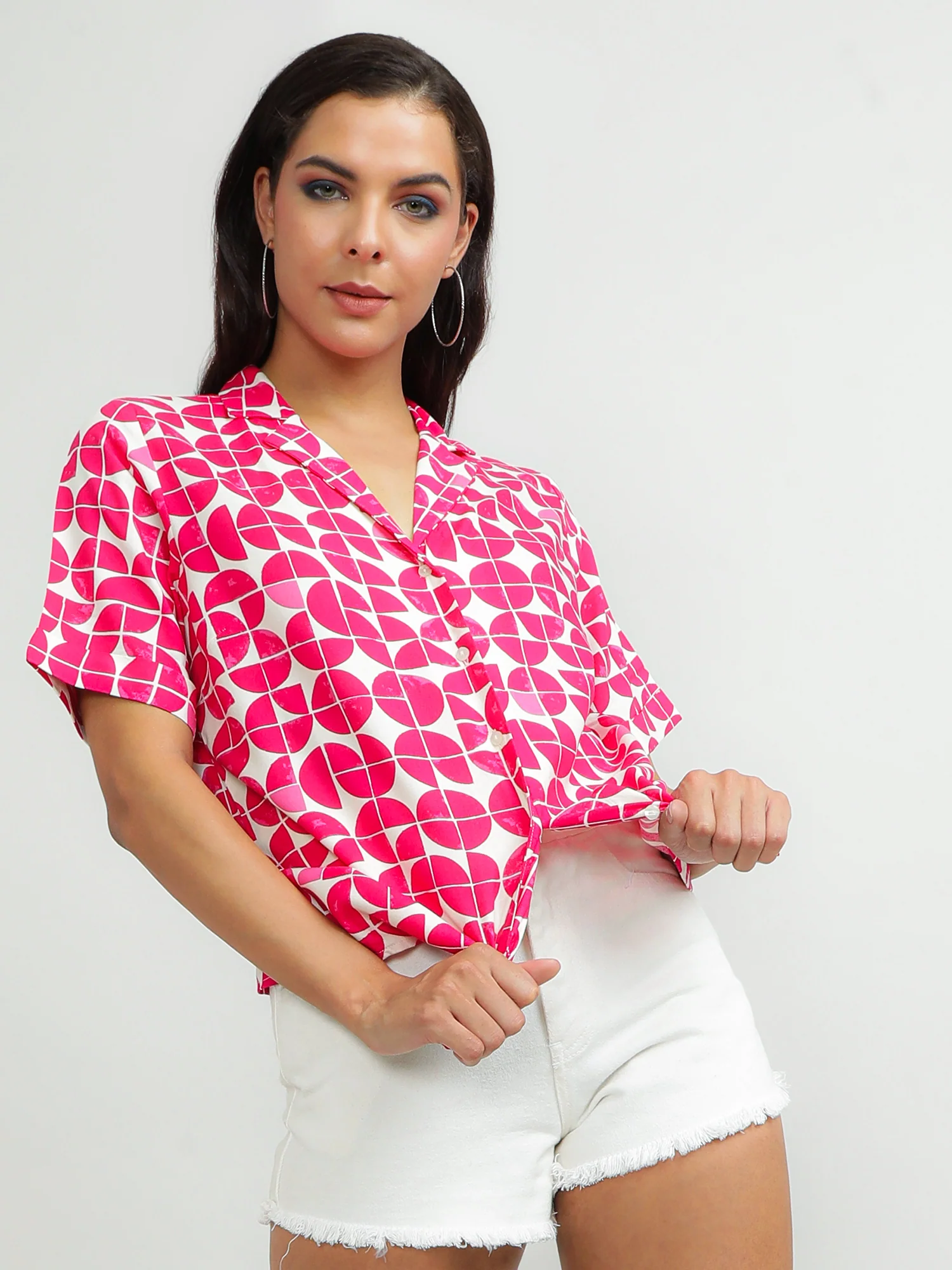 Women Viscose Pink Printed Shirt - Image 9