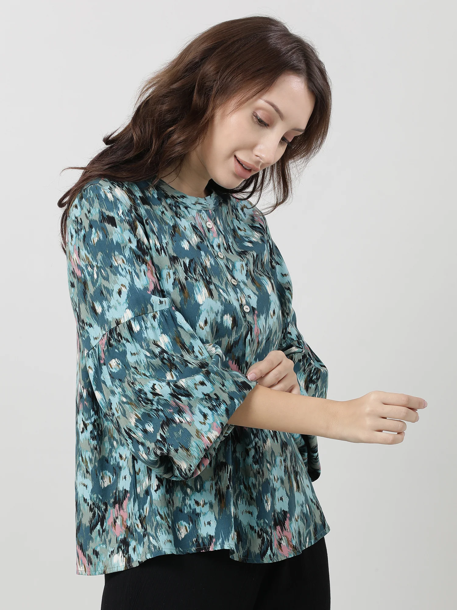 Viscose Teal Stylish Relaxed fit Top - Image 6