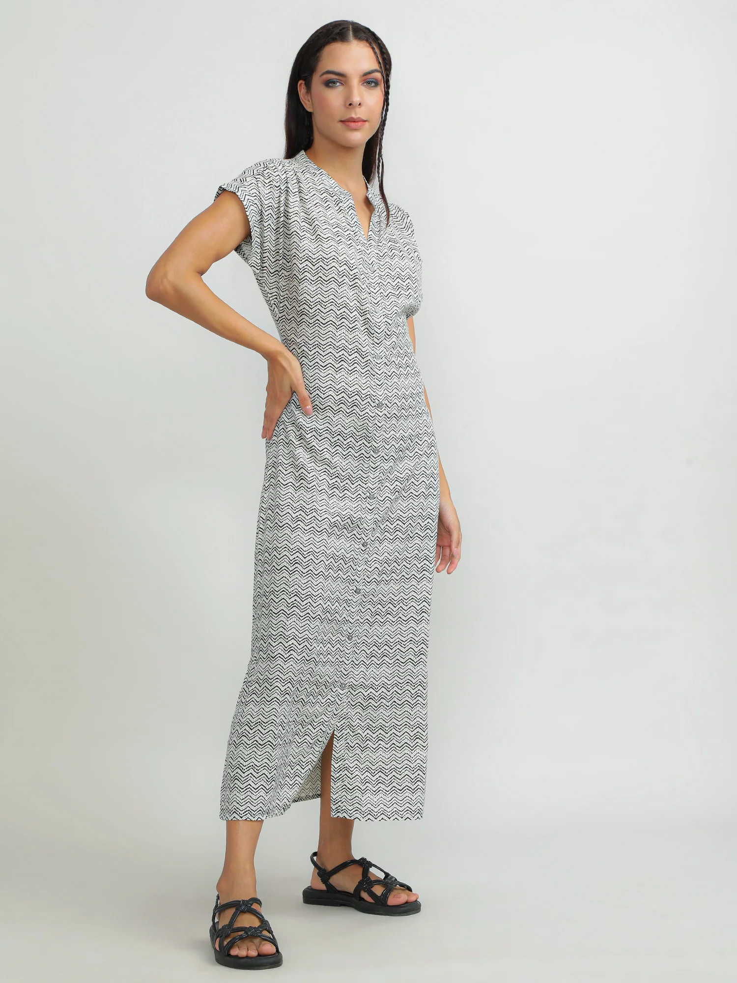 Women Viscose White Easy Dress - Image 3