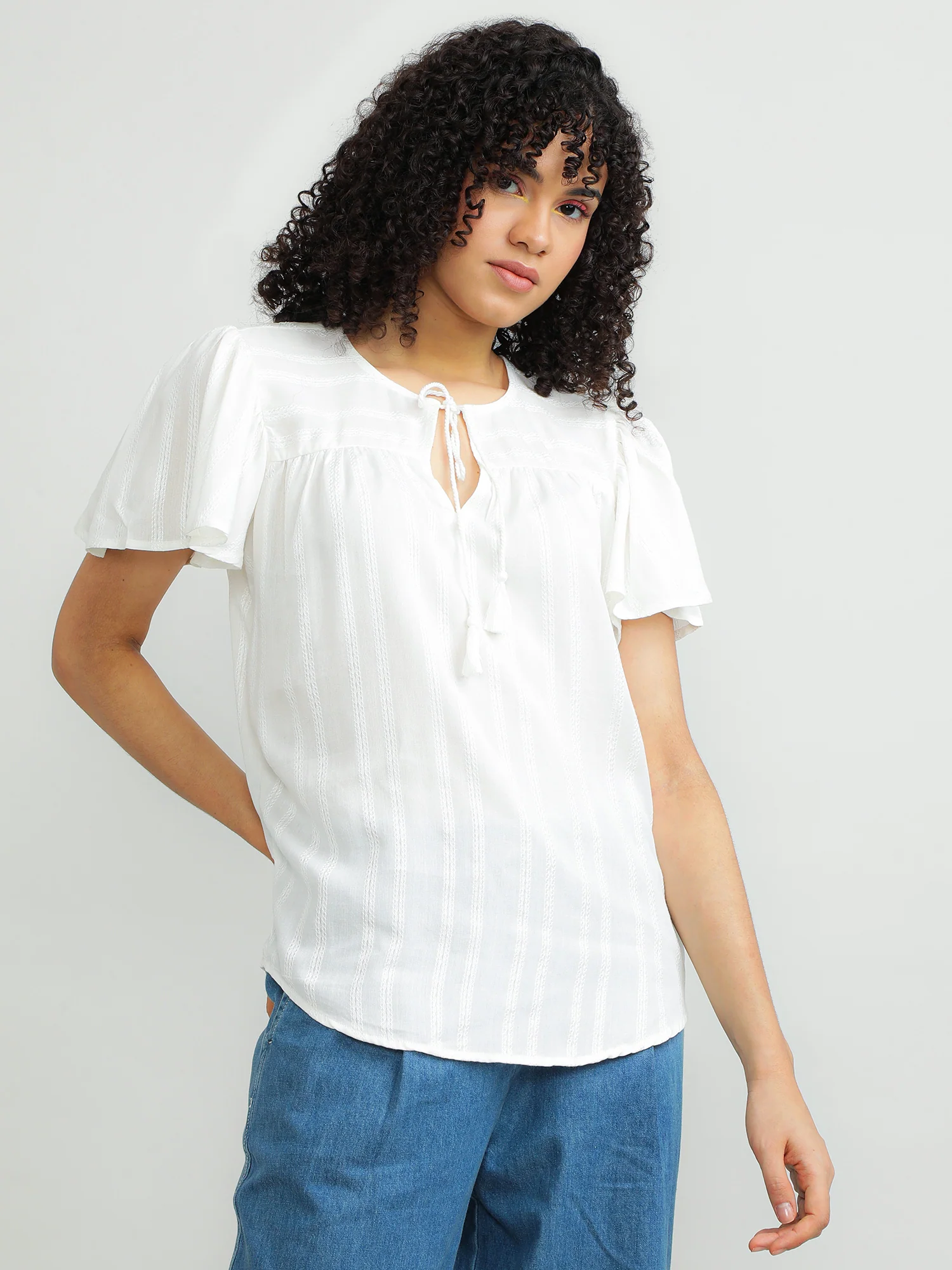Women Viscose White Elegant Top - Image 4