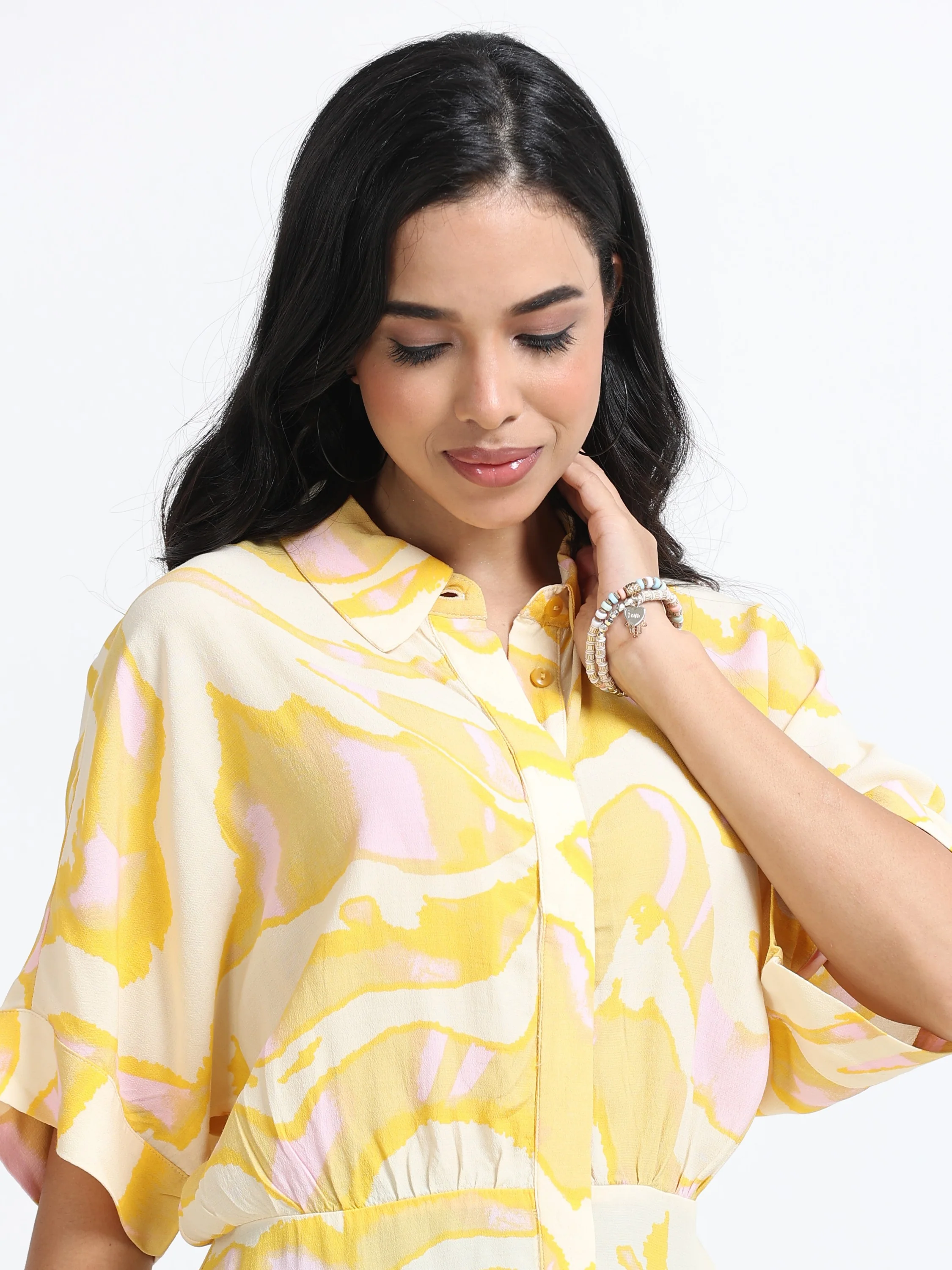 Women Viscose Yellow Bright Dress - Image 2