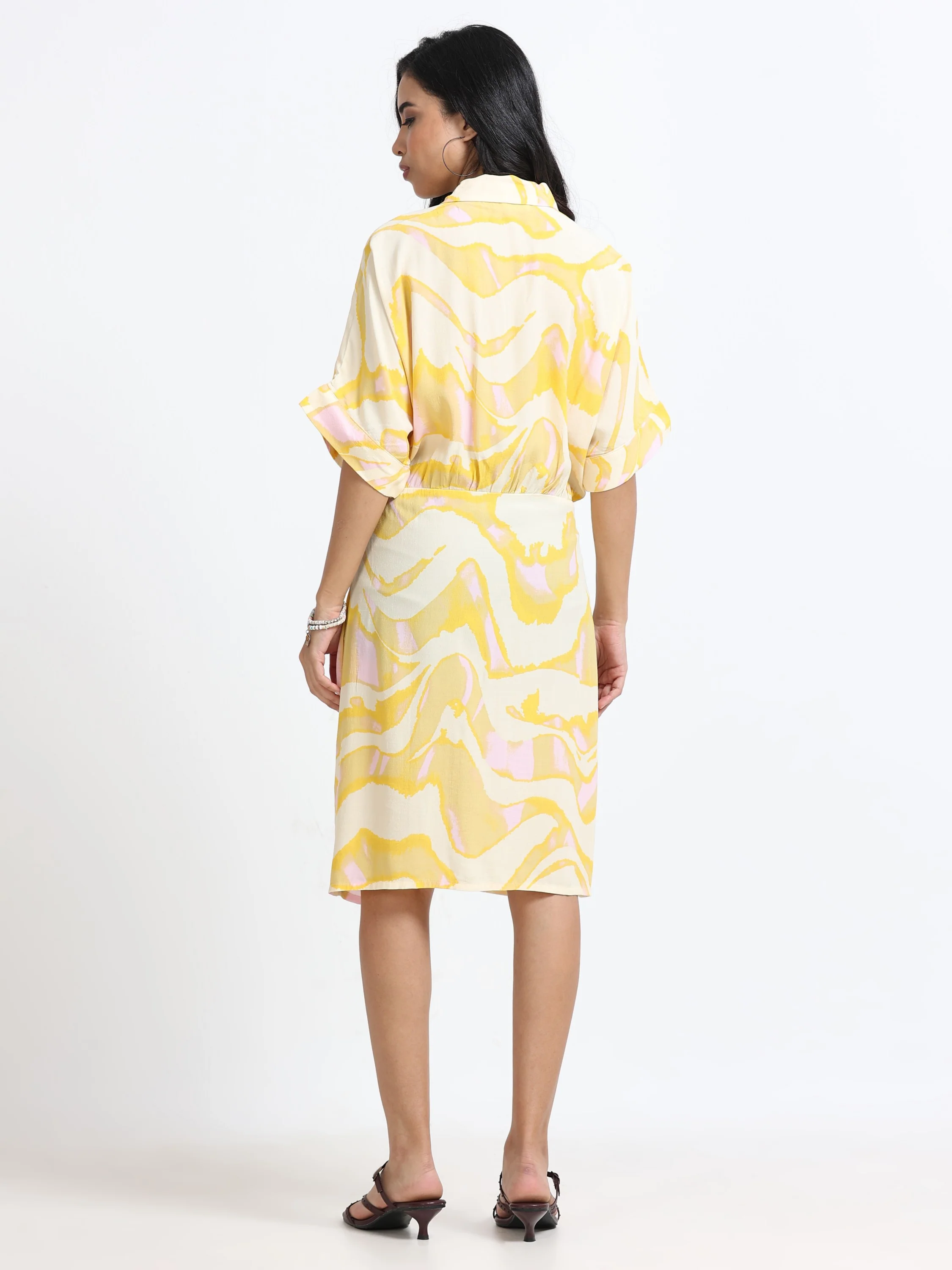Women Viscose Yellow Bright Dress - Image 3