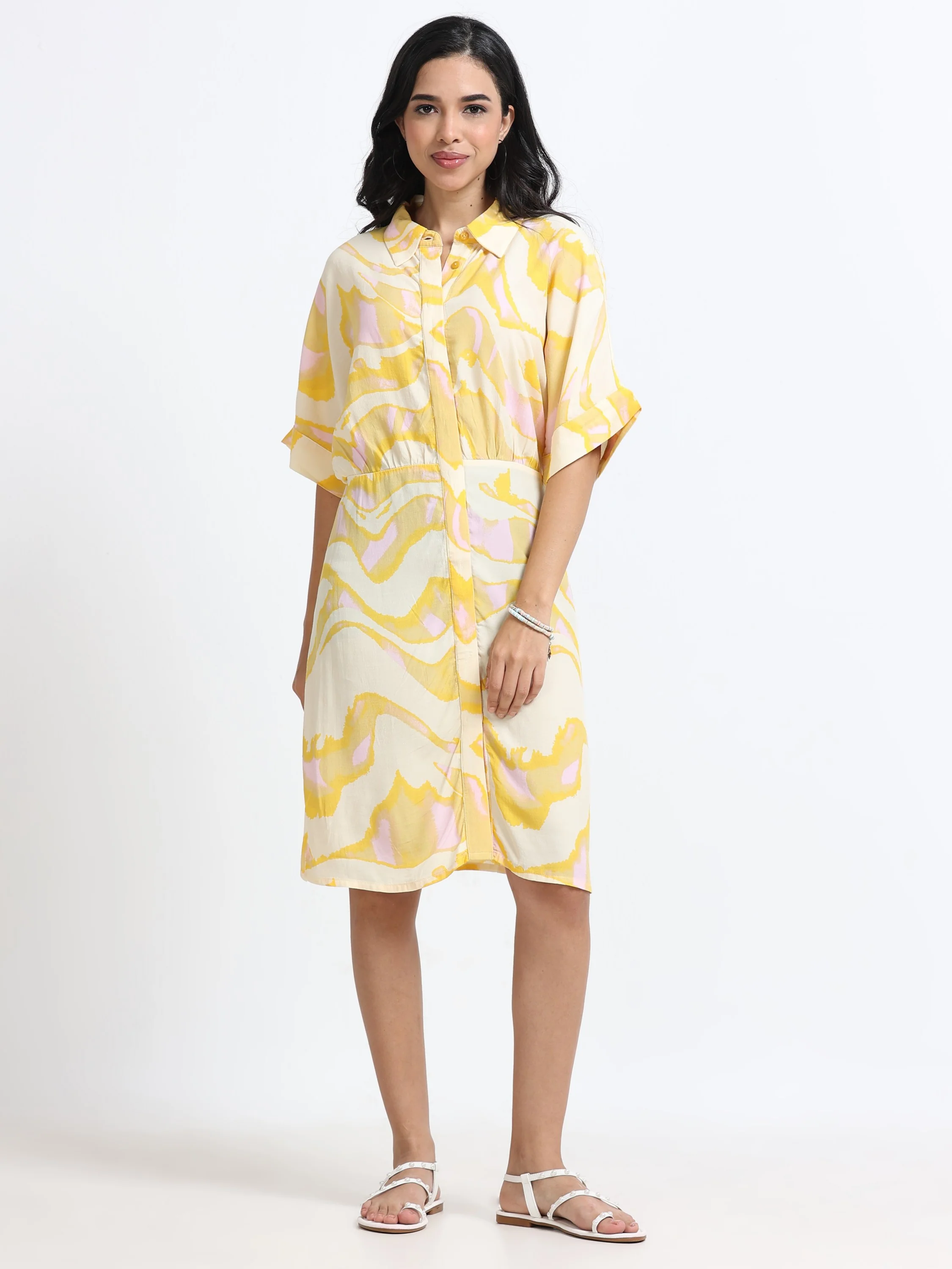Women Viscose Yellow Bright Dress - Image 5