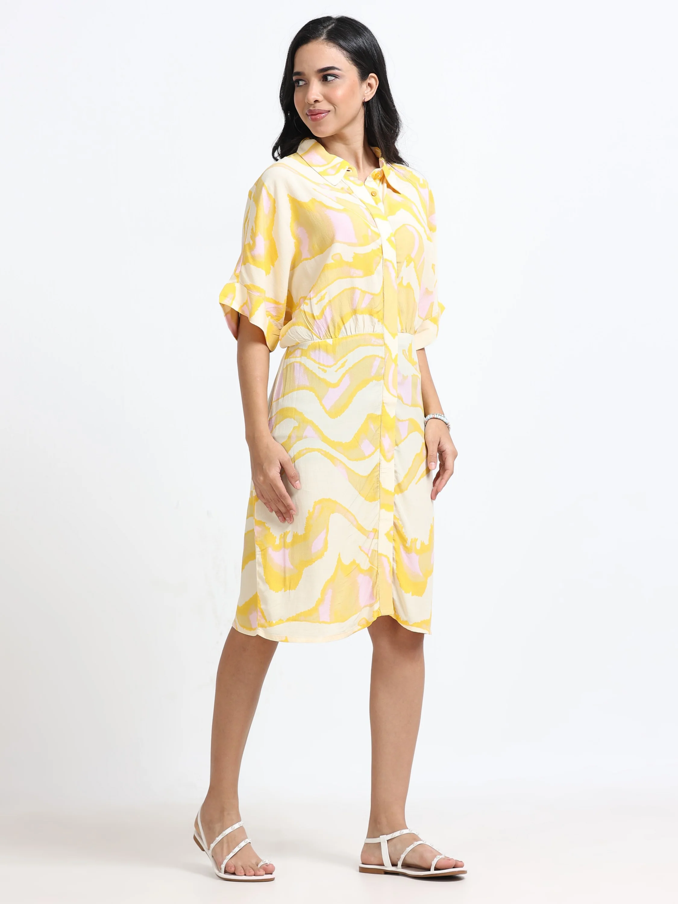 Women Viscose Yellow Bright Dress - Image 6