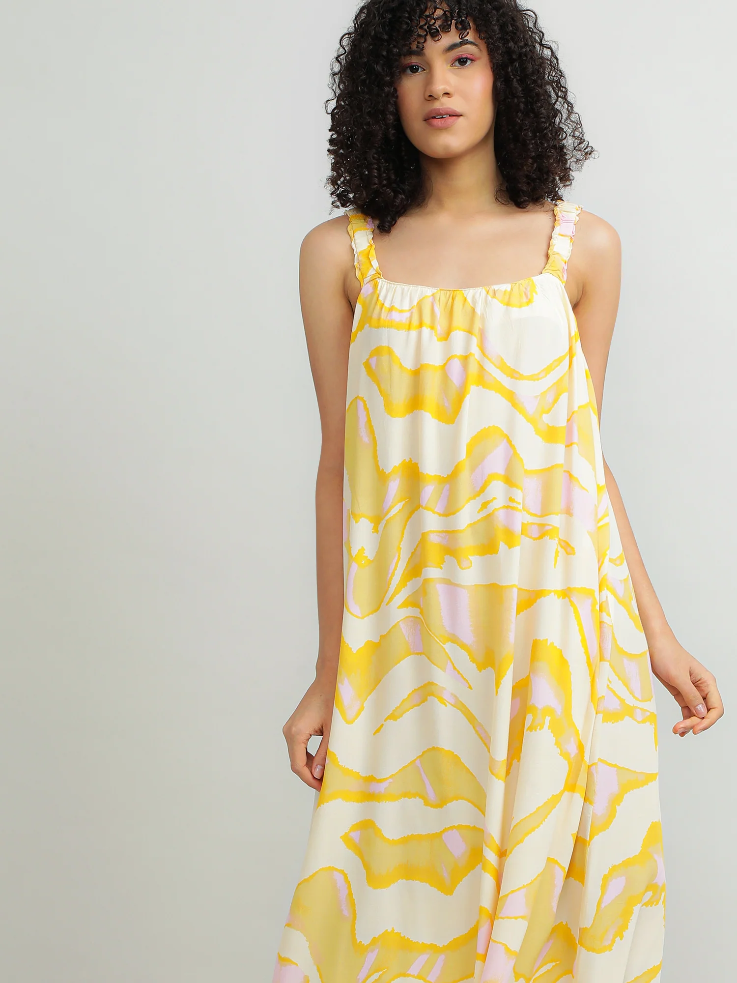 Women Viscose Yellow Dress - Image 2