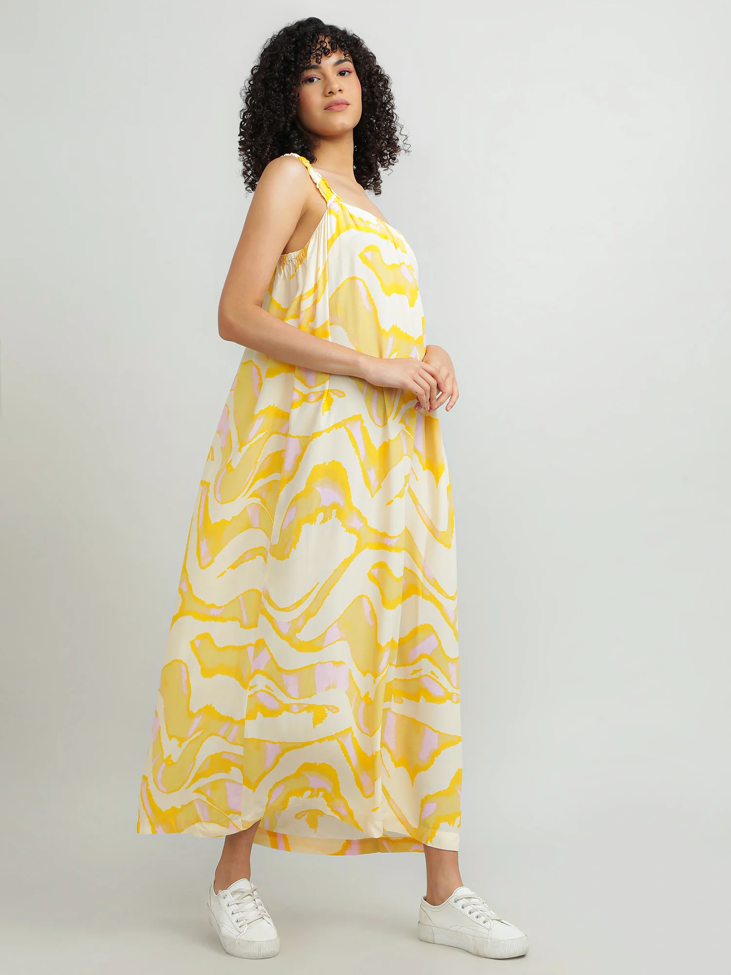 Women Viscose Yellow Dress - Image 4