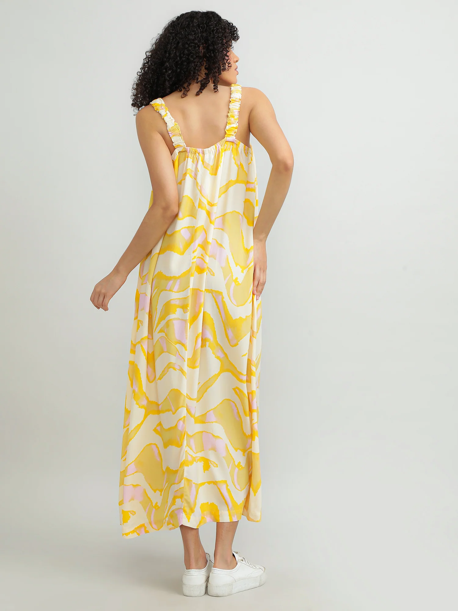 Women Viscose Yellow Dress - Image 5