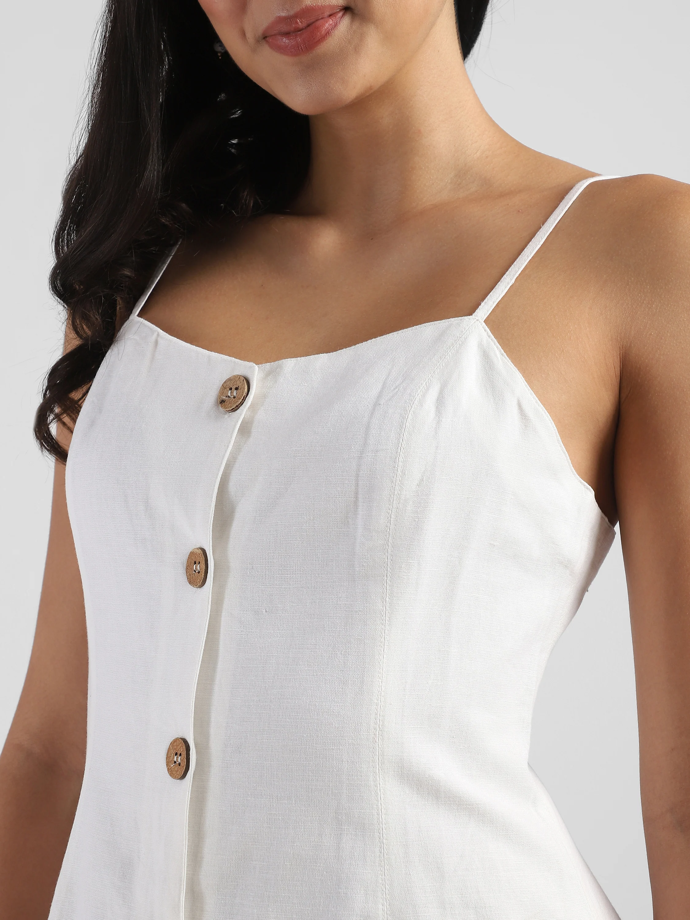 Women White A-Line Dress with strapped back - Image 3