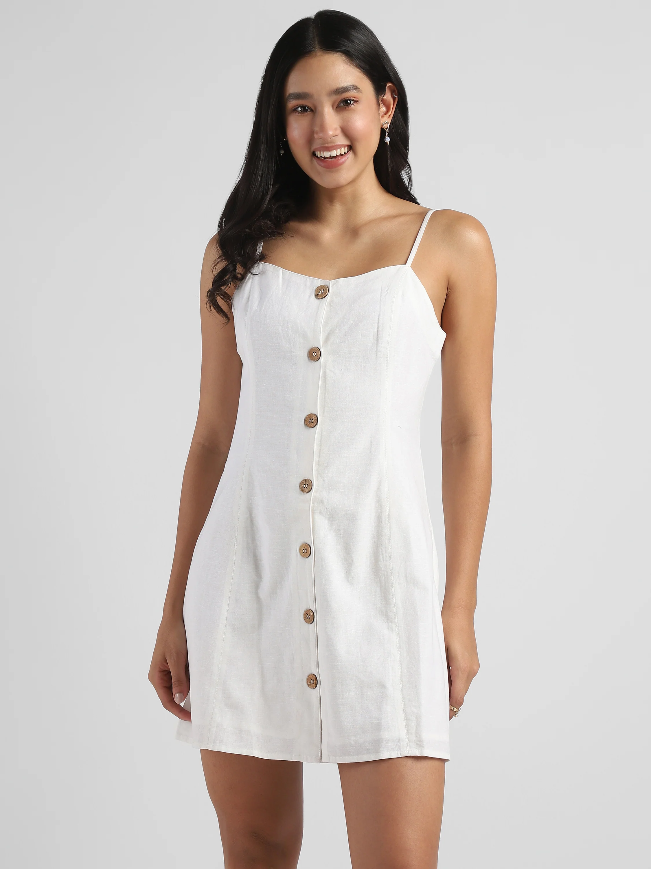 Women White A-Line Dress with strapped back - Image 5