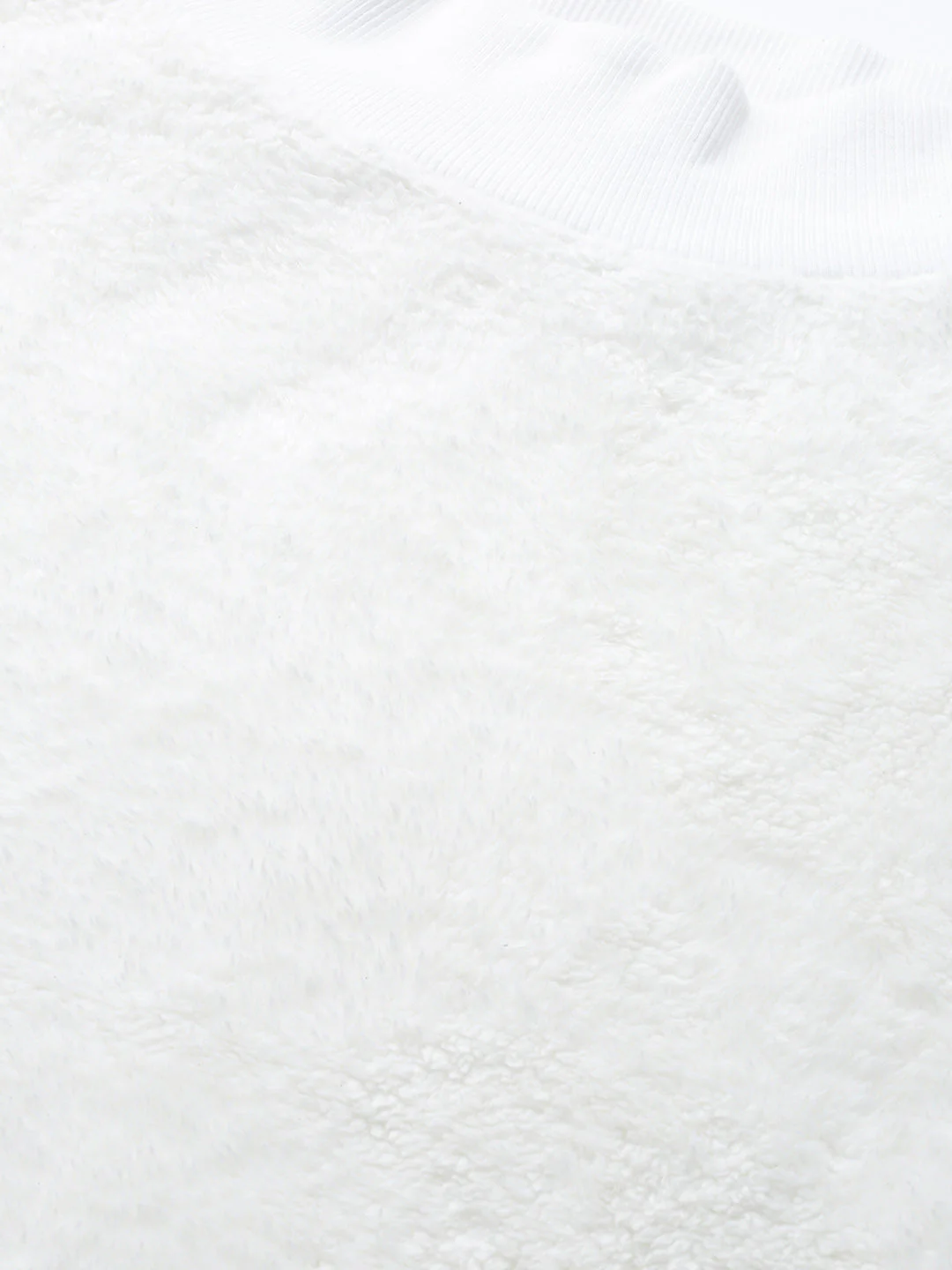 Women White Balloon Sleeve Faux Fur Sweatshirt - Image 5