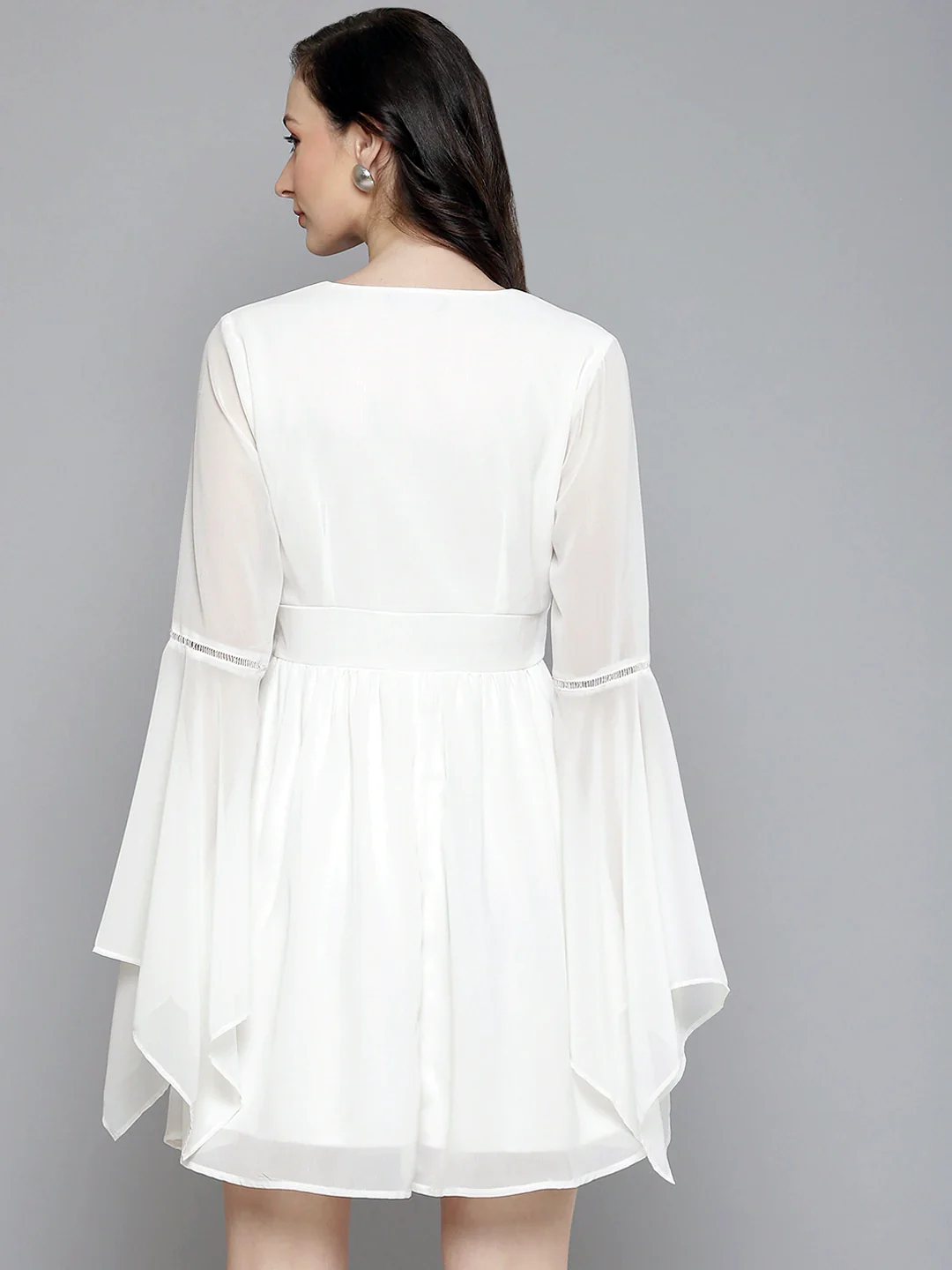 Women White Boho Sleeve Skater Dress - Image 3