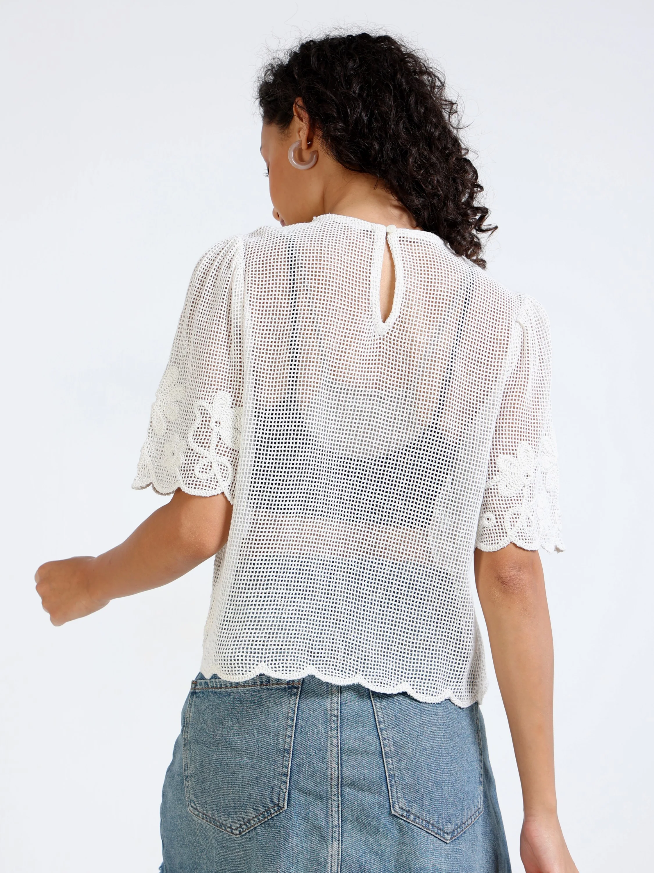 Women Crochet Embroidered Top - Image 4