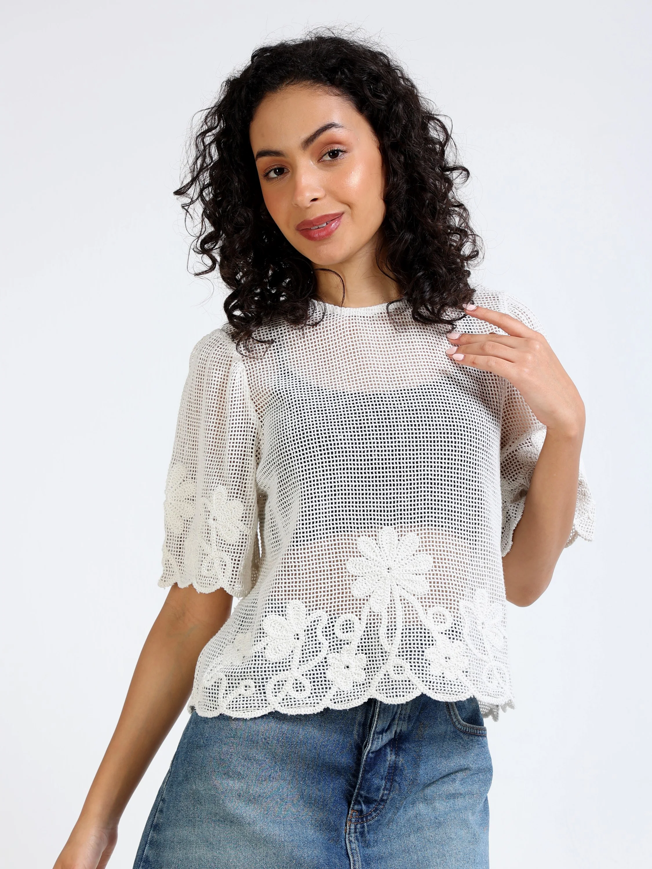 Women Crochet Embroidered Top - Image 5