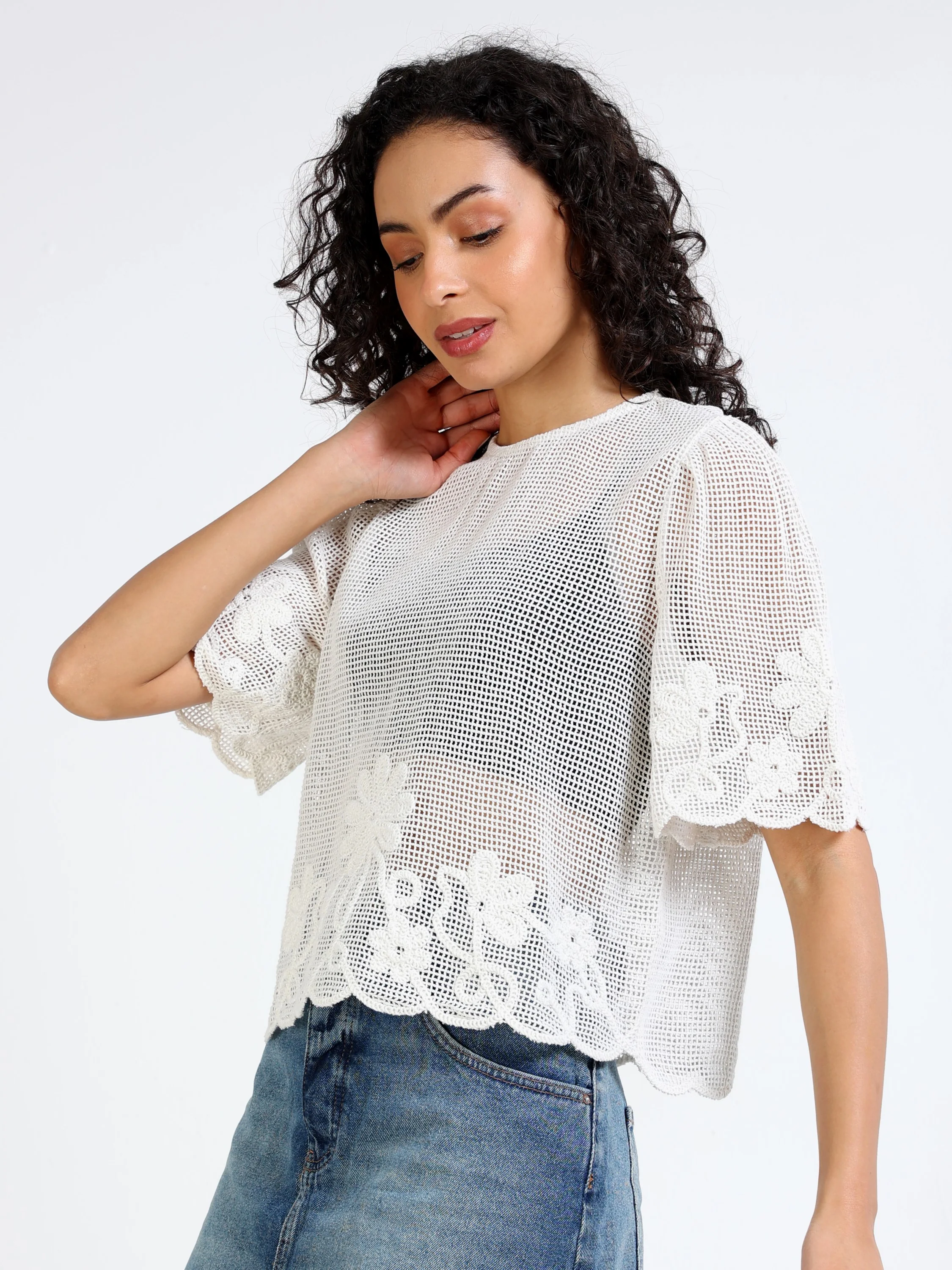 Women Crochet Embroidered Top - Image 6