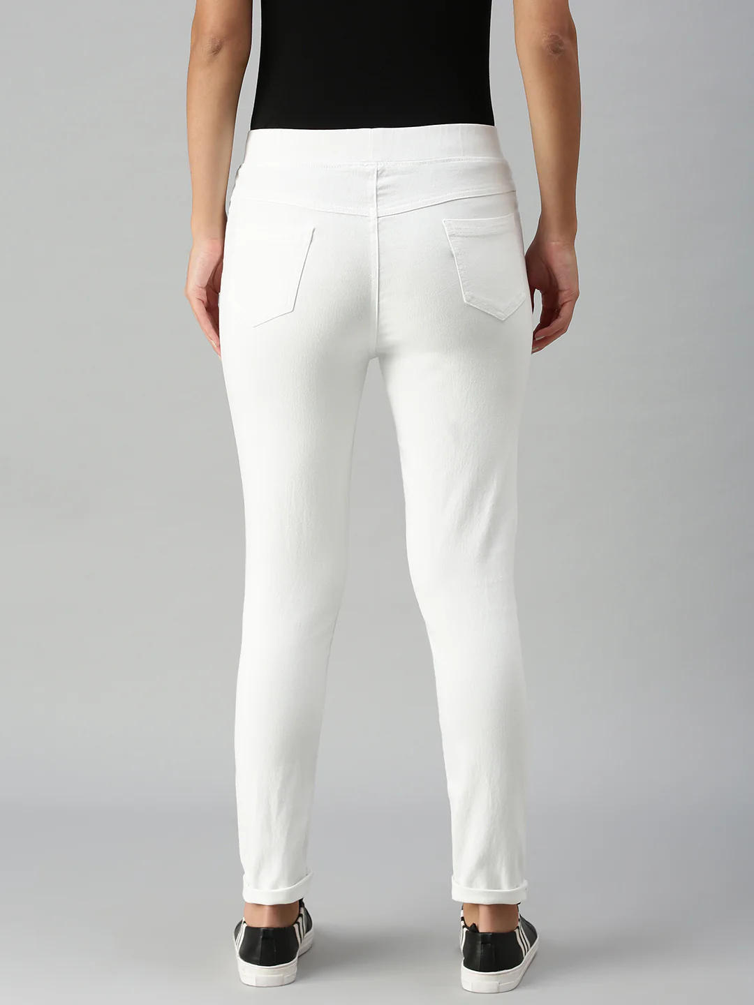Women White Casual Legging - Image 3