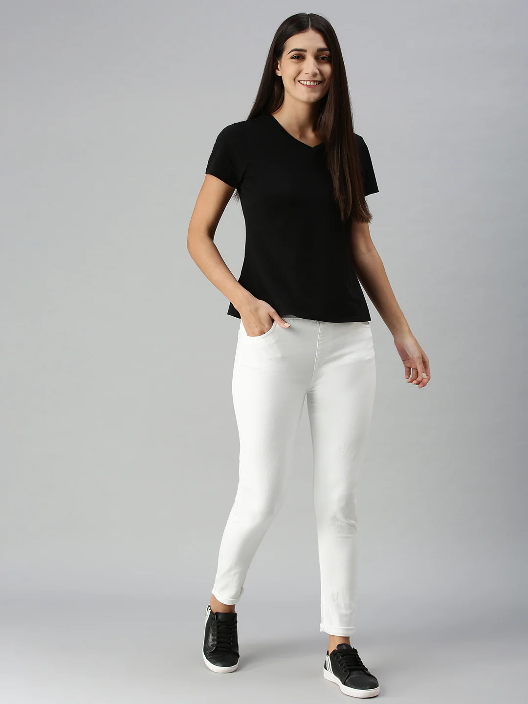 Women White Casual Legging - Image 4