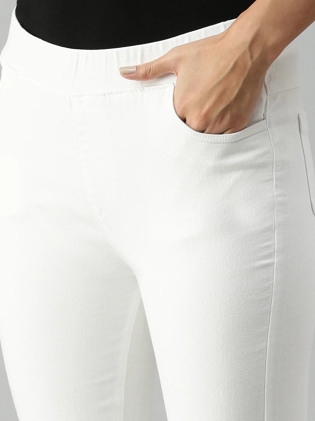 Women White Casual Legging - Image 5