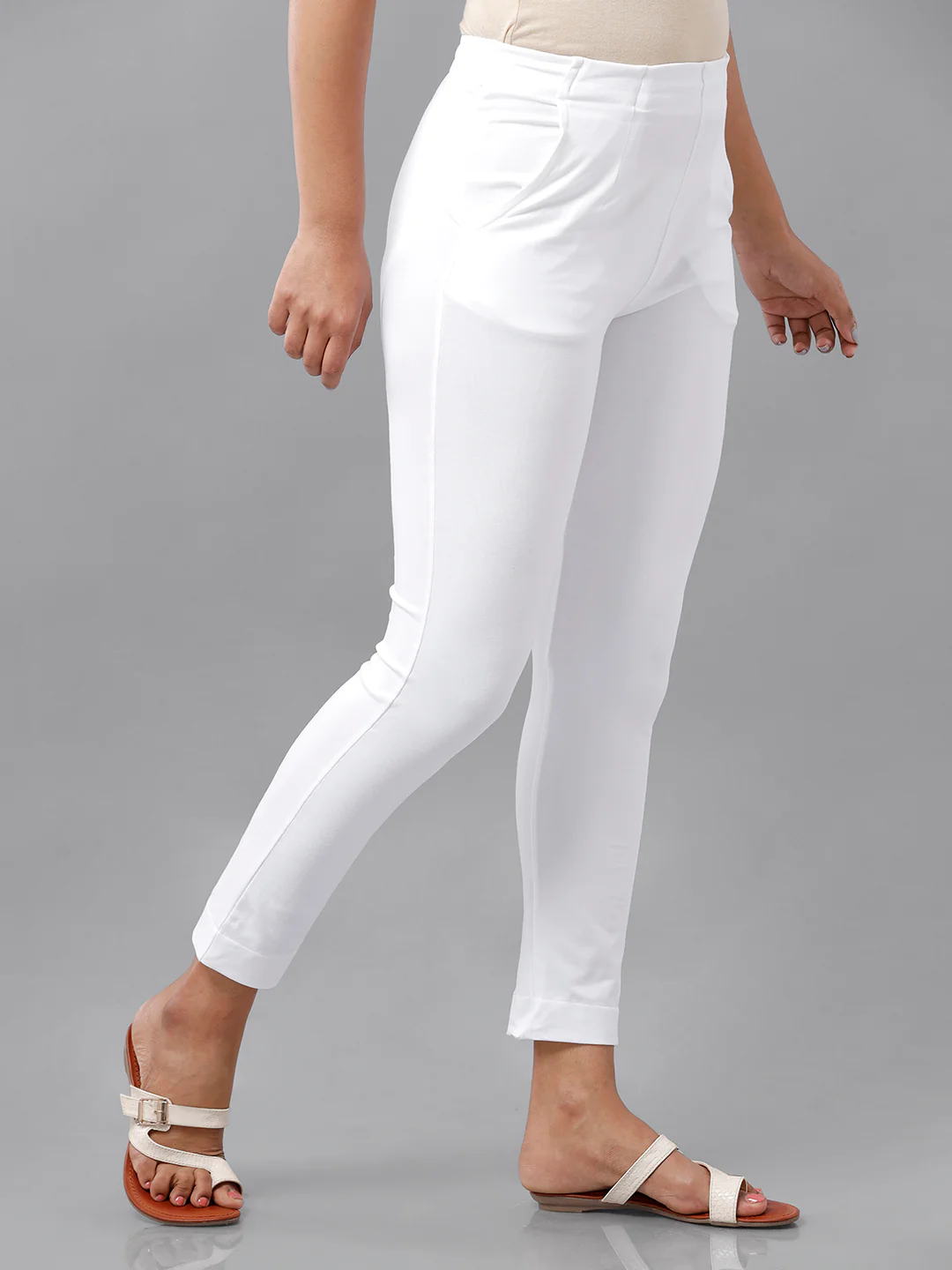 Women White Casual Pants - Image 2