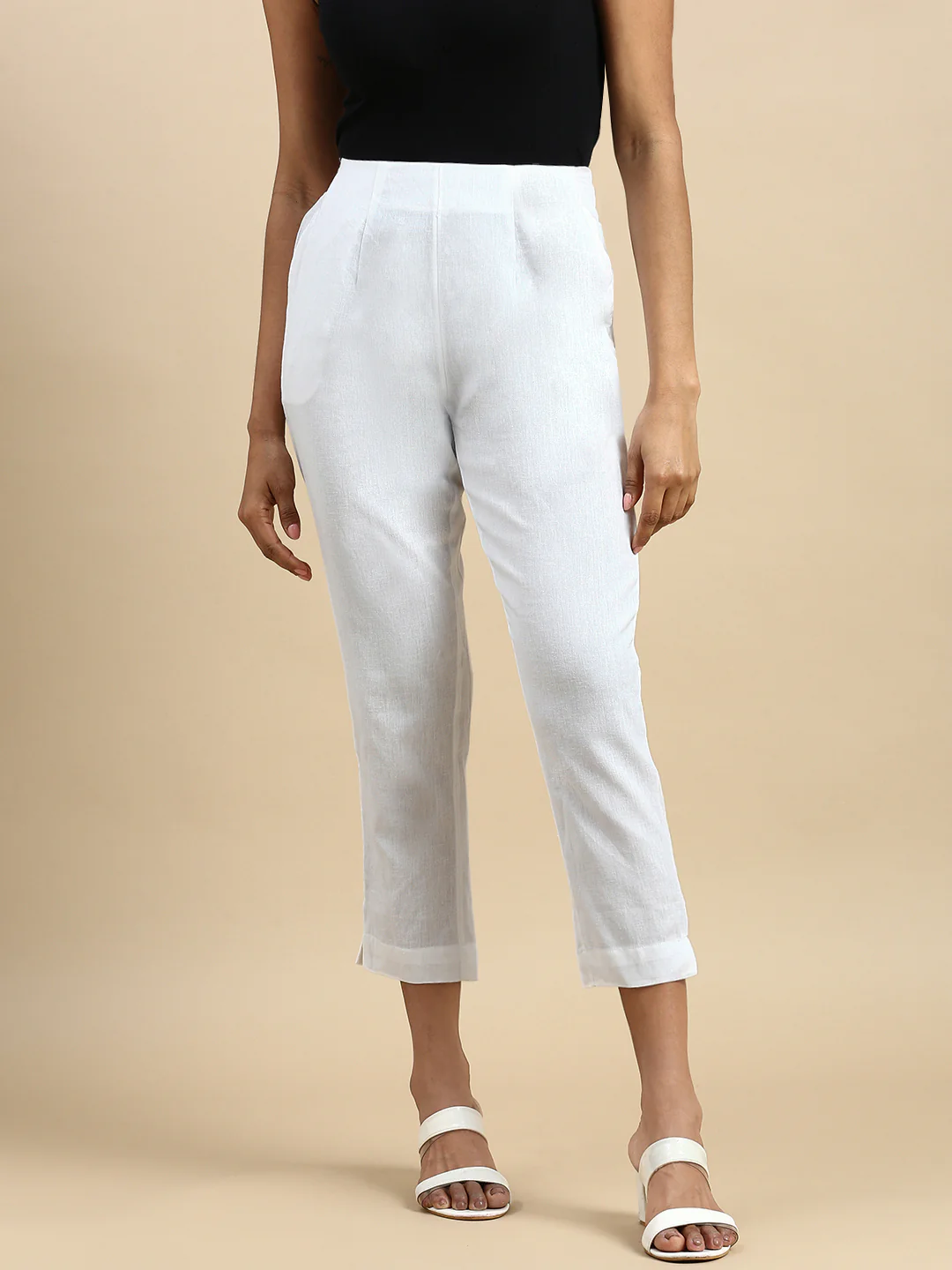 Women White Casual Pants - Image 2